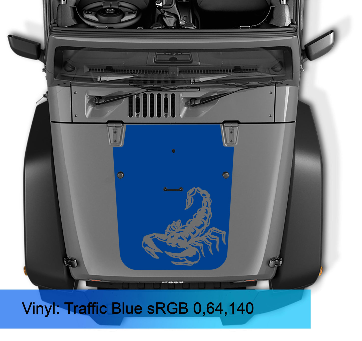 JK/JKU Scorpion Blackout Hood Vinyl Decal Graphic for Wrangler 2007-2016 - Fits 2007 - 2017 Jeep Wrangler JK/JKU Models