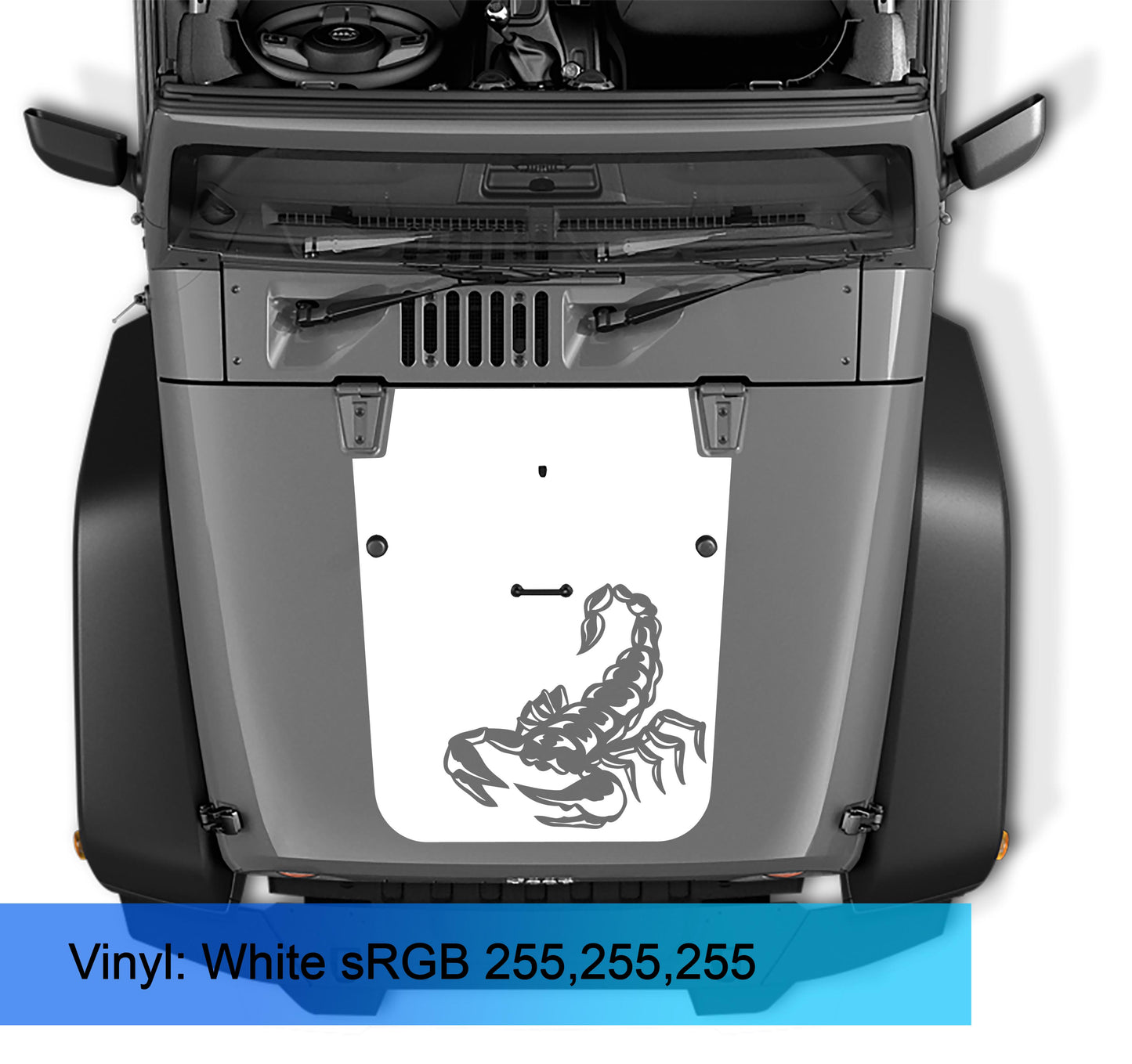 JK/JKU Scorpion Blackout Hood Vinyl Decal Graphic for Wrangler 2007-2016 - Fits 2007 - 2017 Jeep Wrangler JK/JKU Models