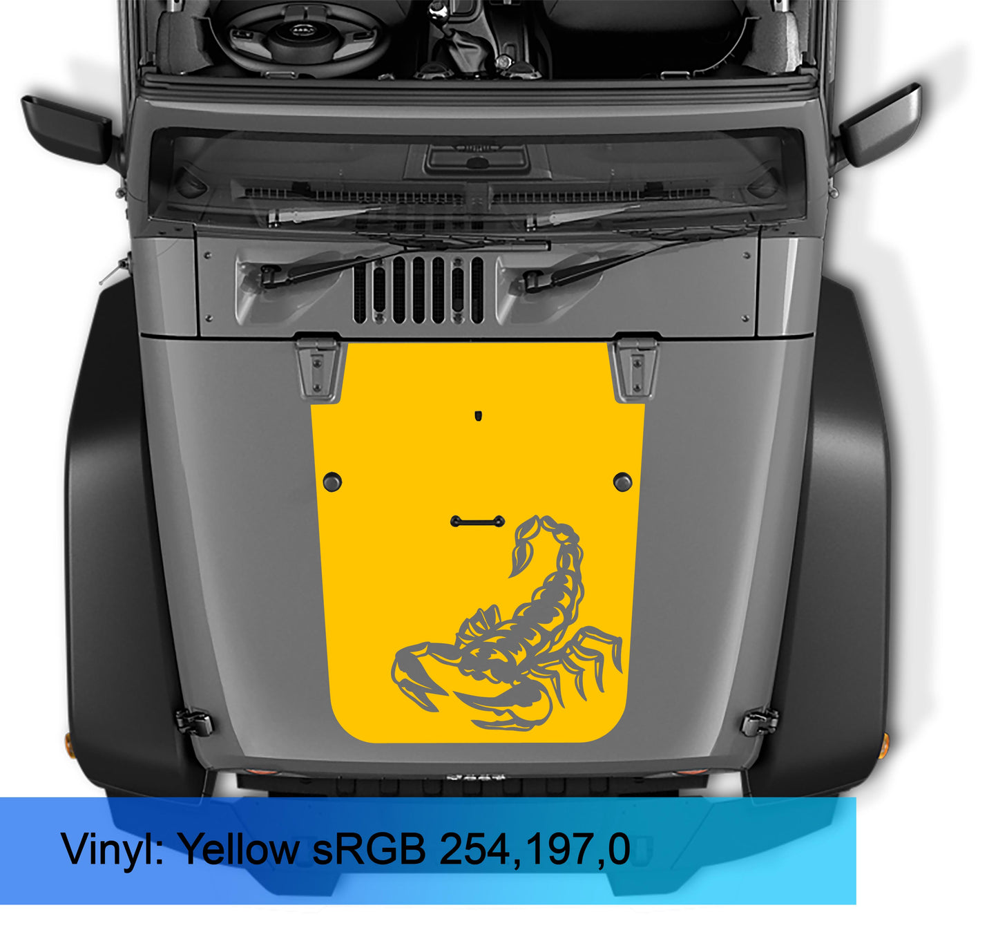 JK/JKU Scorpion Blackout Hood Vinyl Decal Graphic for Wrangler 2007-2016 - Fits 2007 - 2017 Jeep Wrangler JK/JKU Models