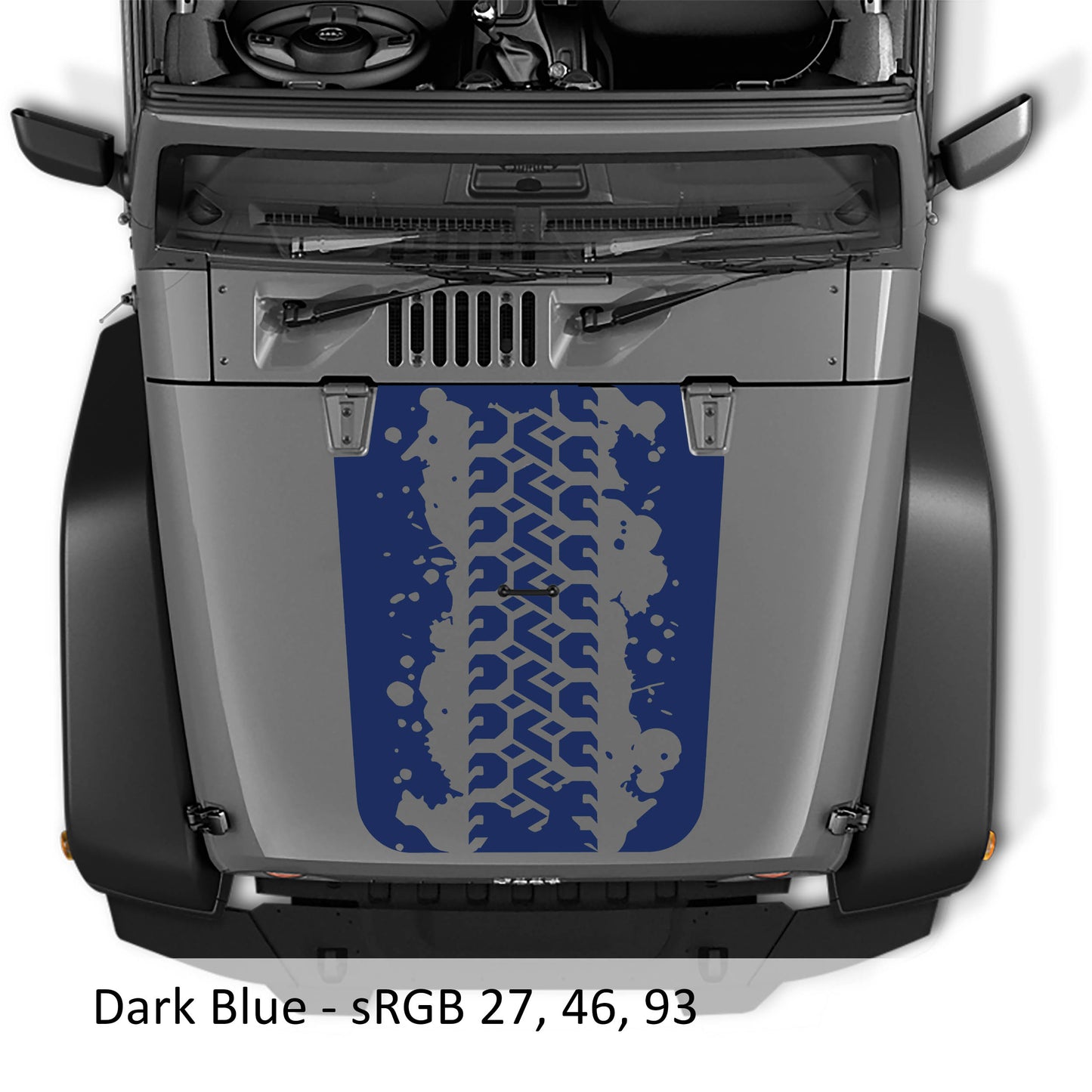 Mud Tire Track Blackout Hood Vinyl Decal Graphic - Fits 2007 - 2017 Jeep Wrangler JK/JKU Models