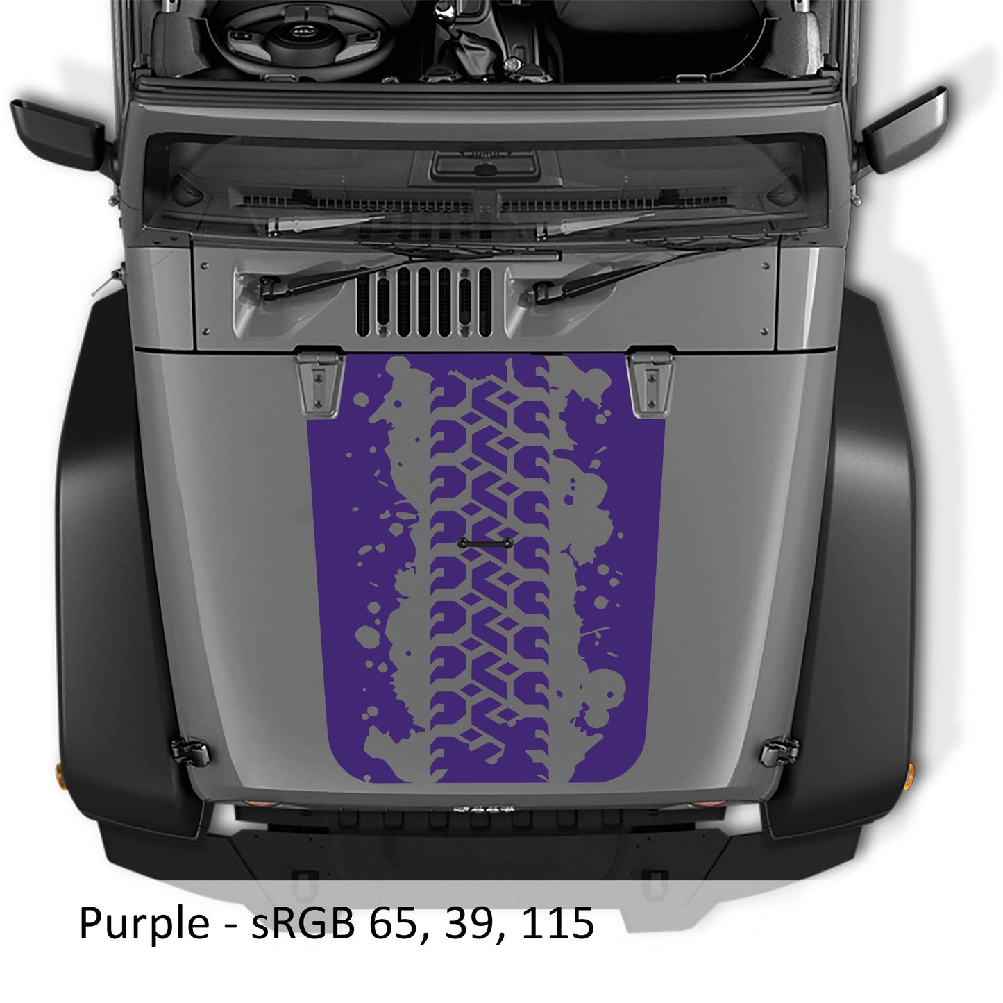 Mud Tire Track Blackout Hood Vinyl Decal Graphic - Fits 2007 - 2017 Jeep Wrangler JK/JKU Models