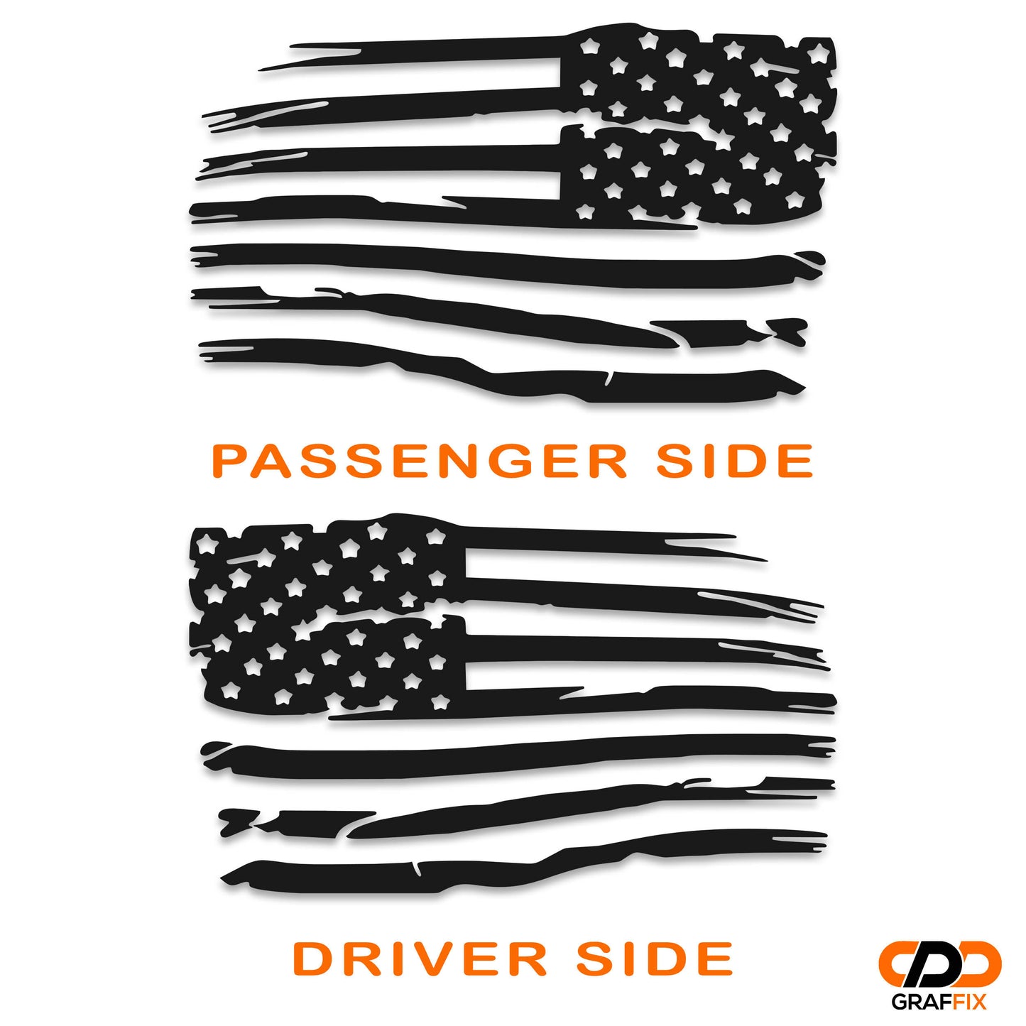 Tattered American Flag JKU Hardtop Window Decal Set - Fits Jeep Wrangler JKU 2007 - 2018
