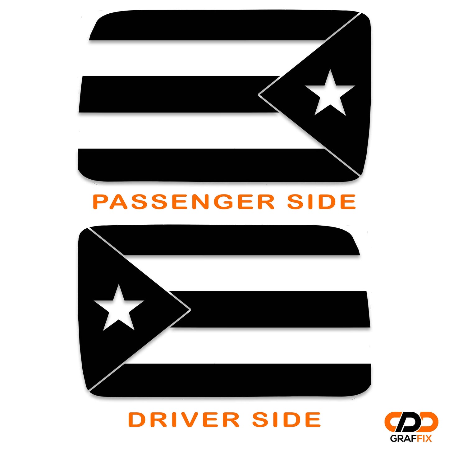 Puerto Rico Flag JKU Hardtop Window Decal Set - Fits Jeep Wrangler JKU 2007 - 2018