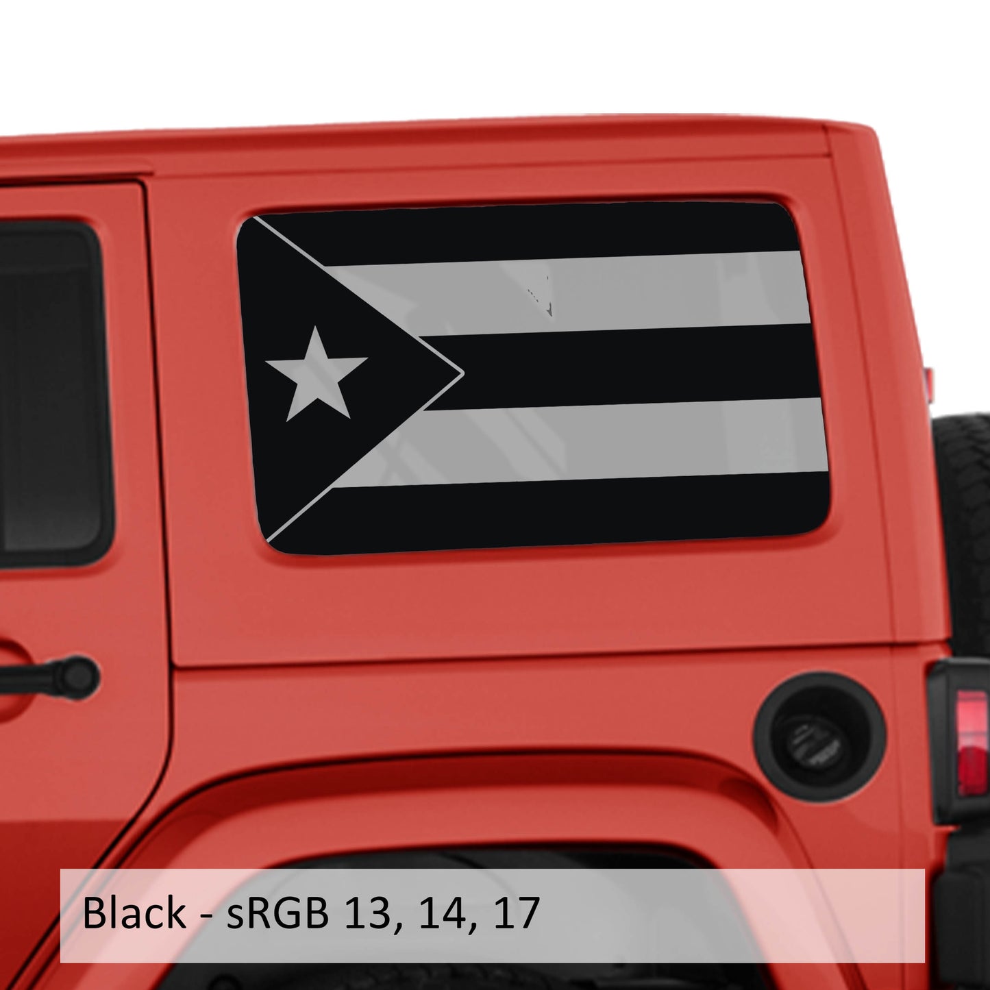 Puerto Rico Flag JKU Hardtop Window Decal Set - Fits Jeep Wrangler JKU 2007 - 2018