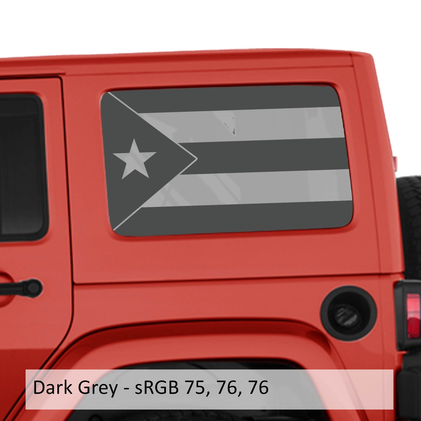 Puerto Rico Flag JKU Hardtop Window Decal Set - Fits Jeep Wrangler JKU 2007 - 2018
