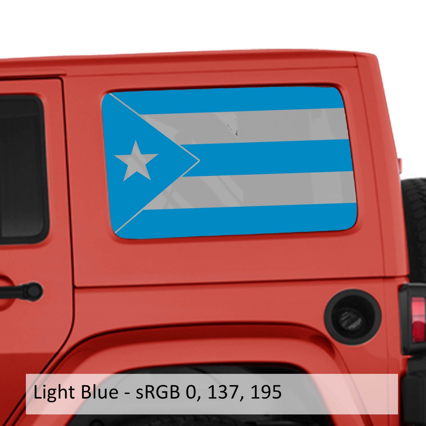 Puerto Rico Flag JKU Hardtop Window Decal Set - Fits Jeep Wrangler JKU 2007 - 2018