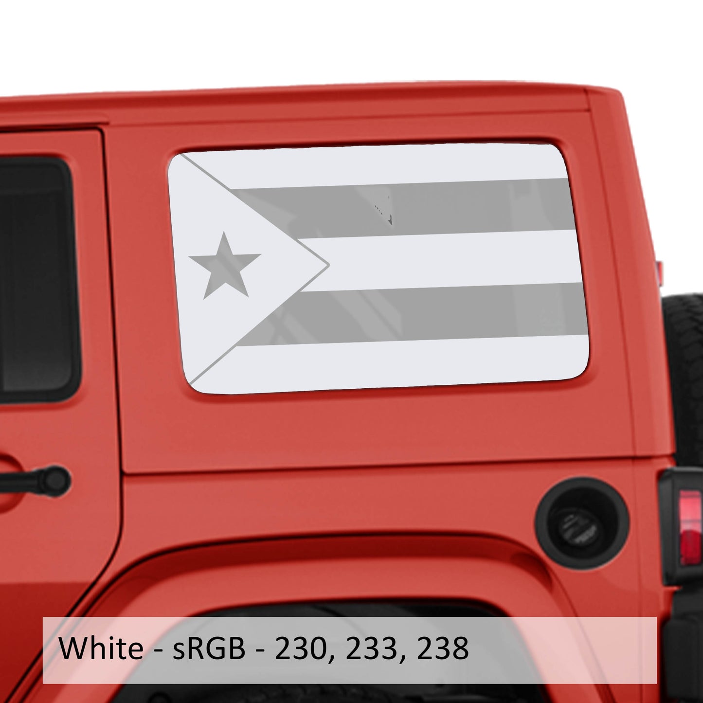 Puerto Rico Flag JKU Hardtop Window Decal Set - Fits Jeep Wrangler JKU 2007 - 2018