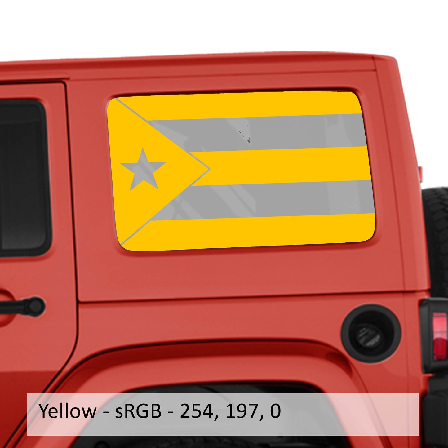 Puerto Rico Flag JKU Hardtop Window Decal Set - Fits Jeep Wrangler JKU 2007 - 2018