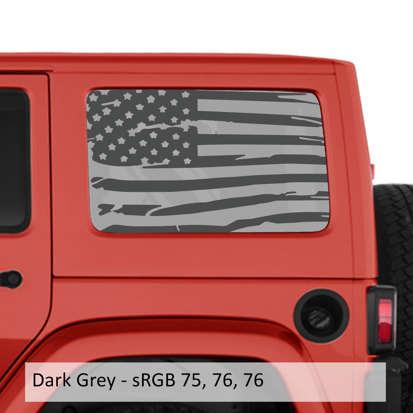 Tattered American Flag JKU Hardtop Window Decal Set - Fits Jeep Wrangler JKU 2007 - 2018