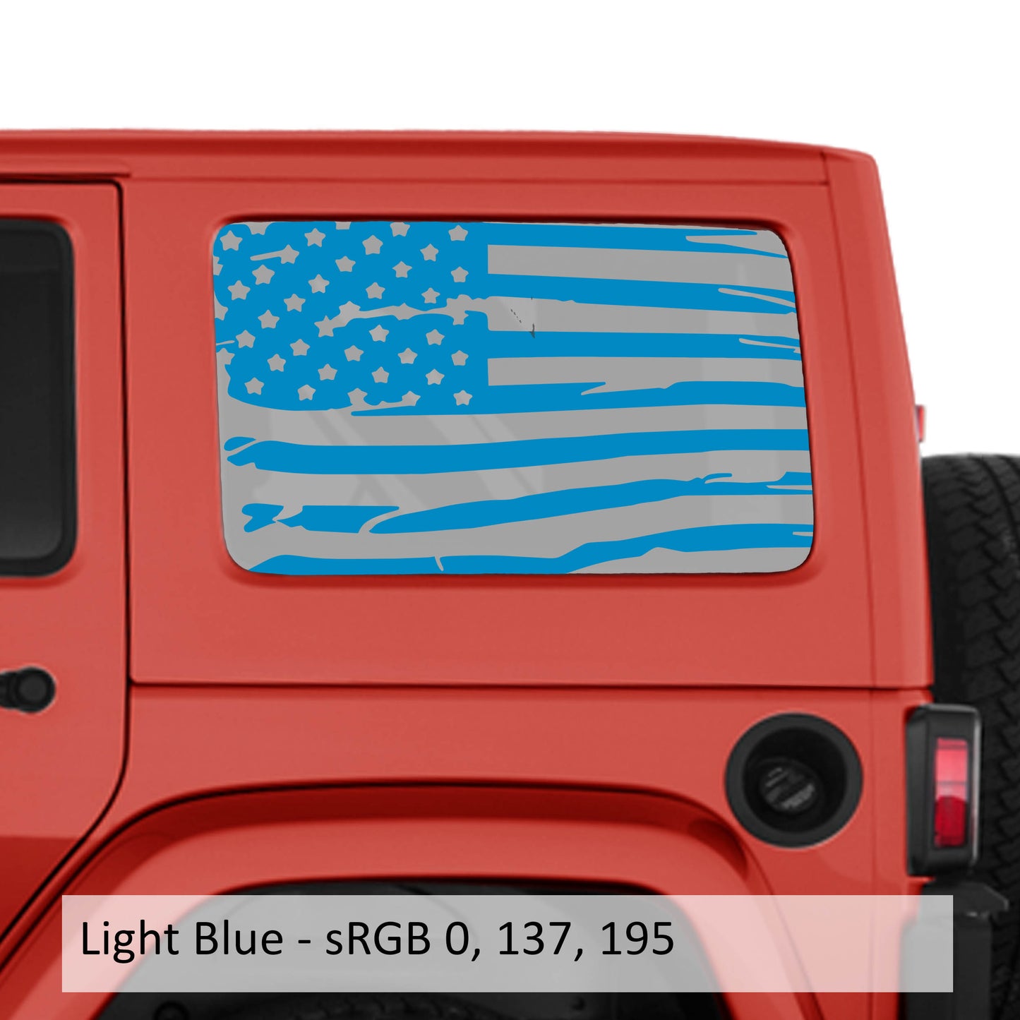 Tattered American Flag JKU Hardtop Window Decal Set - Fits Jeep Wrangler JKU 2007 - 2018