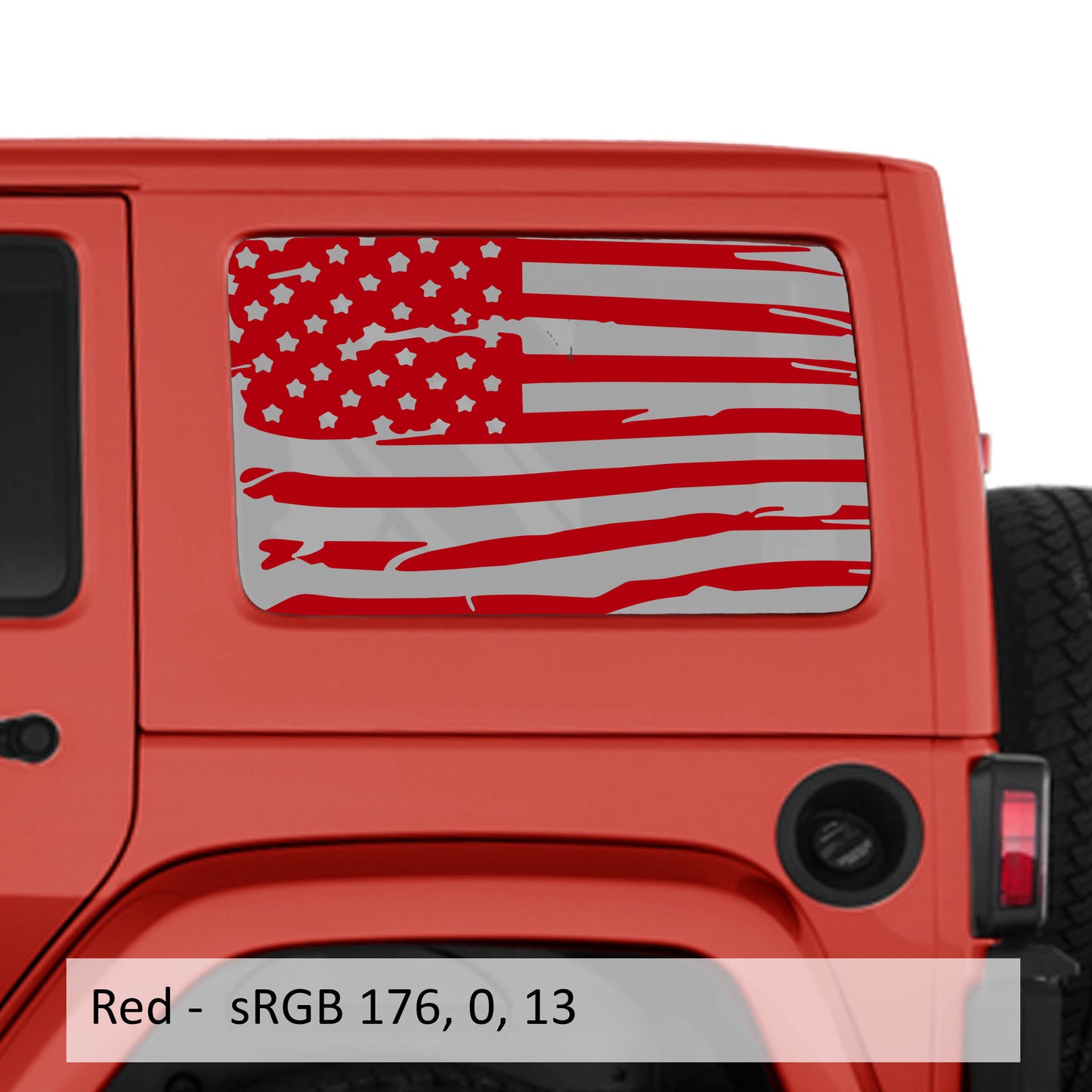 Tattered American Flag JKU Hardtop Window Decal Set - Fits Jeep Wrangler JKU 2007 - 2018