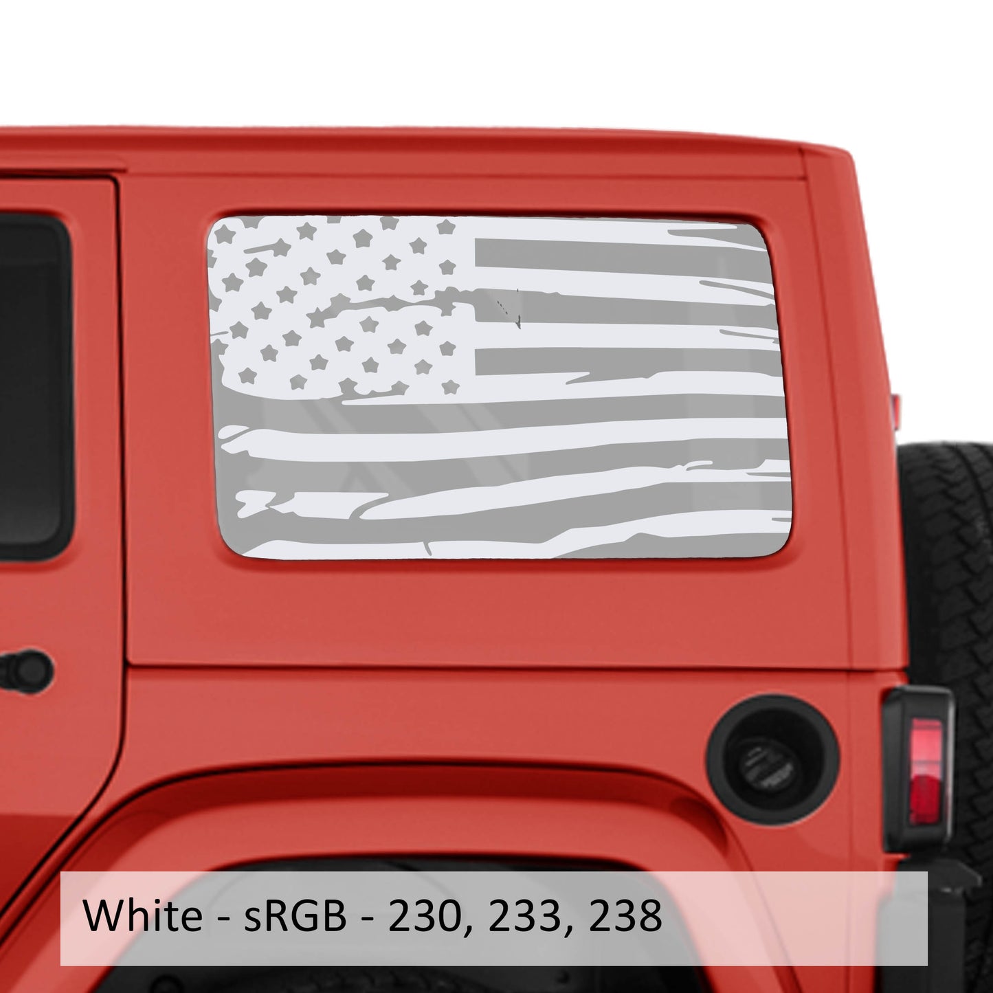 Tattered American Flag JKU Hardtop Window Decal Set - Fits Jeep Wrangler JKU 2007 - 2018