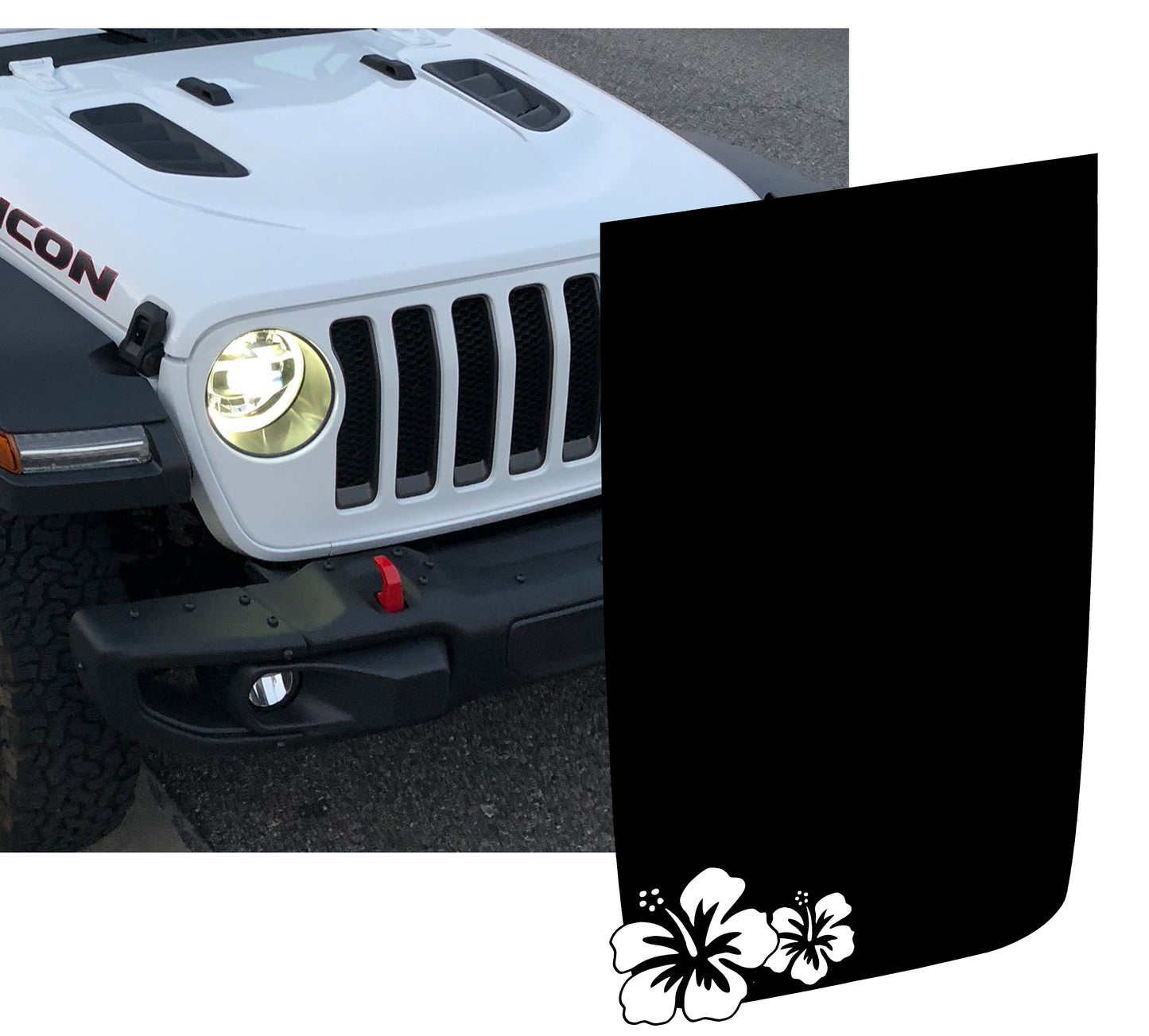 Hibiscus Flower Power-Dome Blackout Hood Decal - 2018+ Rubicon Hoods