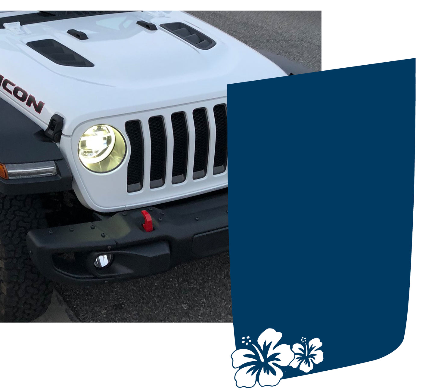 Hibiscus Flower Power-Dome Blackout Hood Decal - 2018+ Rubicon Hoods