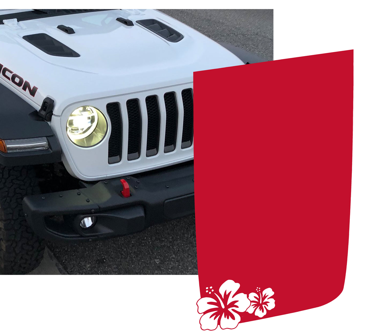 Hibiscus Flower Power-Dome Blackout Hood Decal - 2018+ Rubicon Hoods