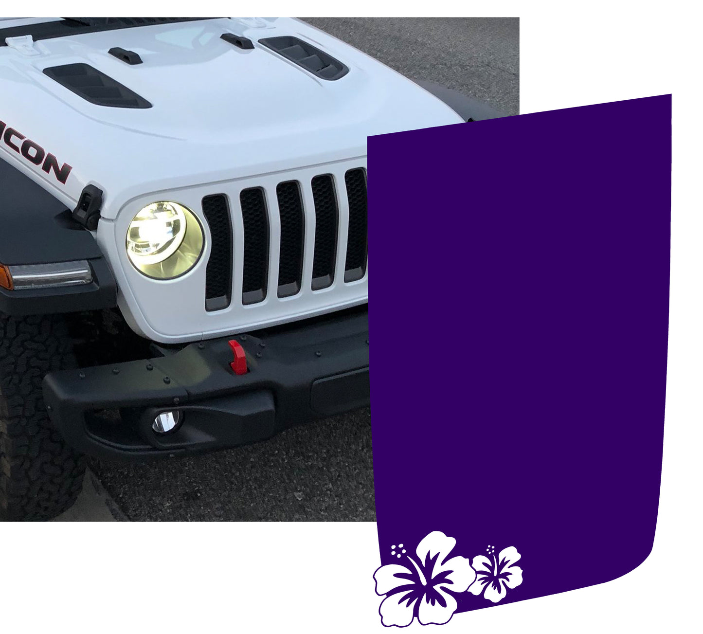 Hibiscus Flower Power-Dome Blackout Hood Decal - 2018+ Rubicon Hoods