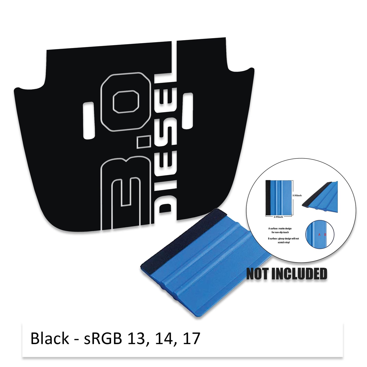 3.0 Diesel Center Hood Vinyl Decal - Fit for 2018+ JL/JT Sport/Sahara/Overland/Willys Hoods