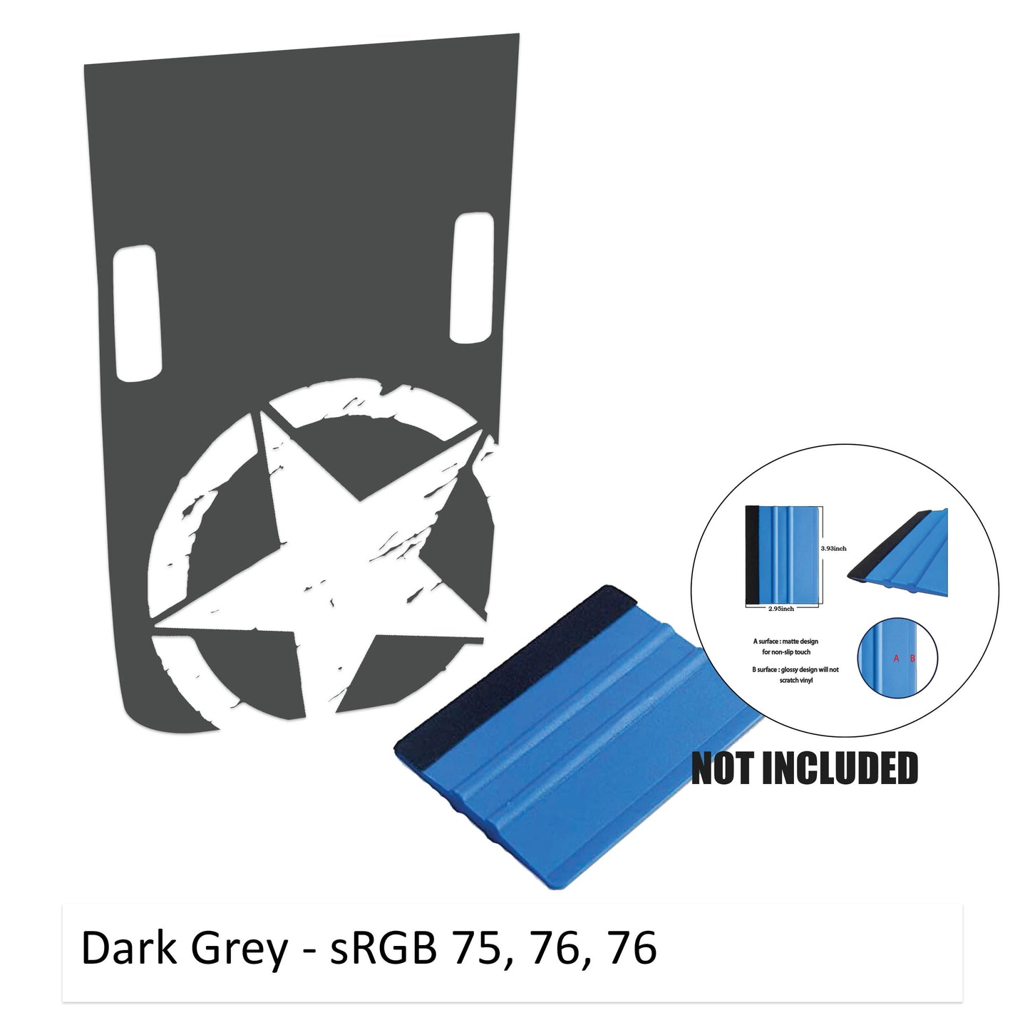 JL/JT Power-Dome Distressed Corner Alpha Romeo Military Star Blackout Hood Vinyl Decal Graphic