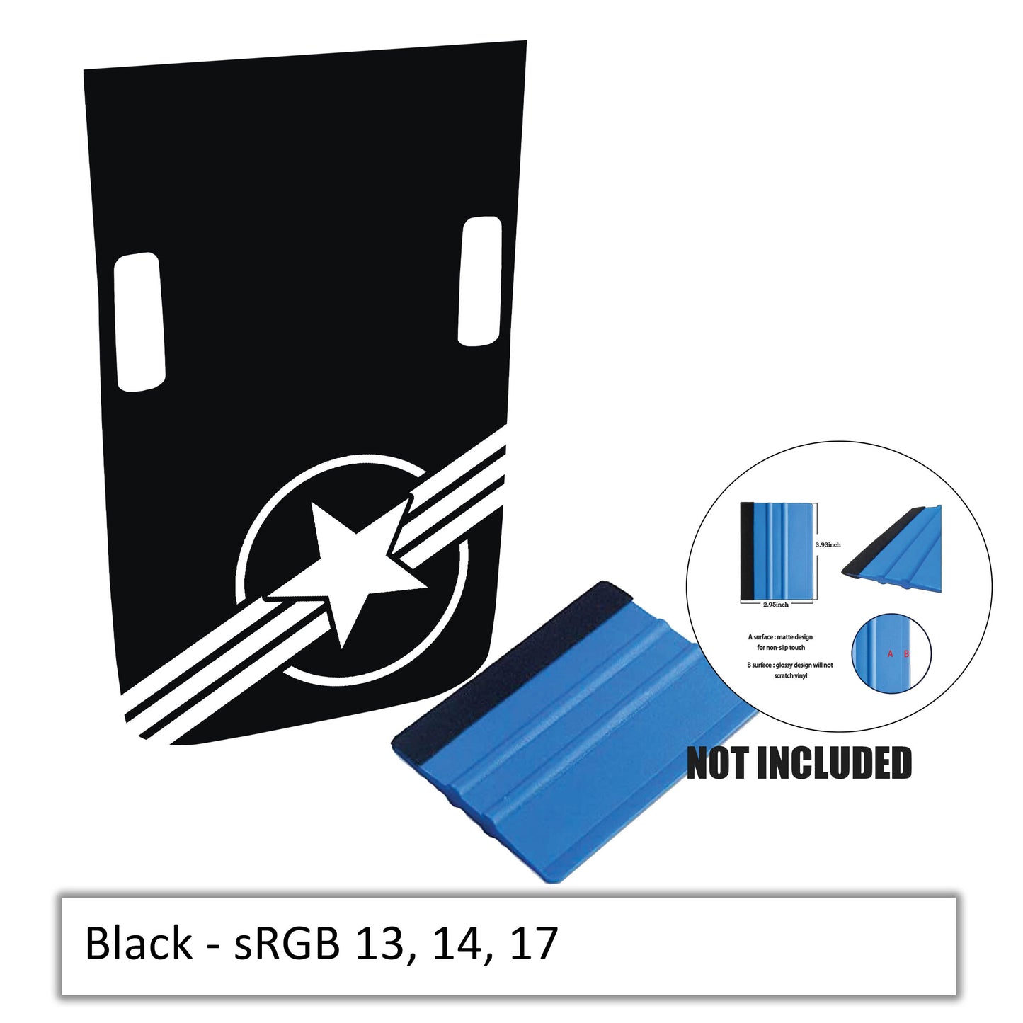 US Military Roundel v2 Blackout Hood Vinyl Decal Graphic - Fits 2018+ Jeep Wrangler& Gladiator Rubicon Hoods