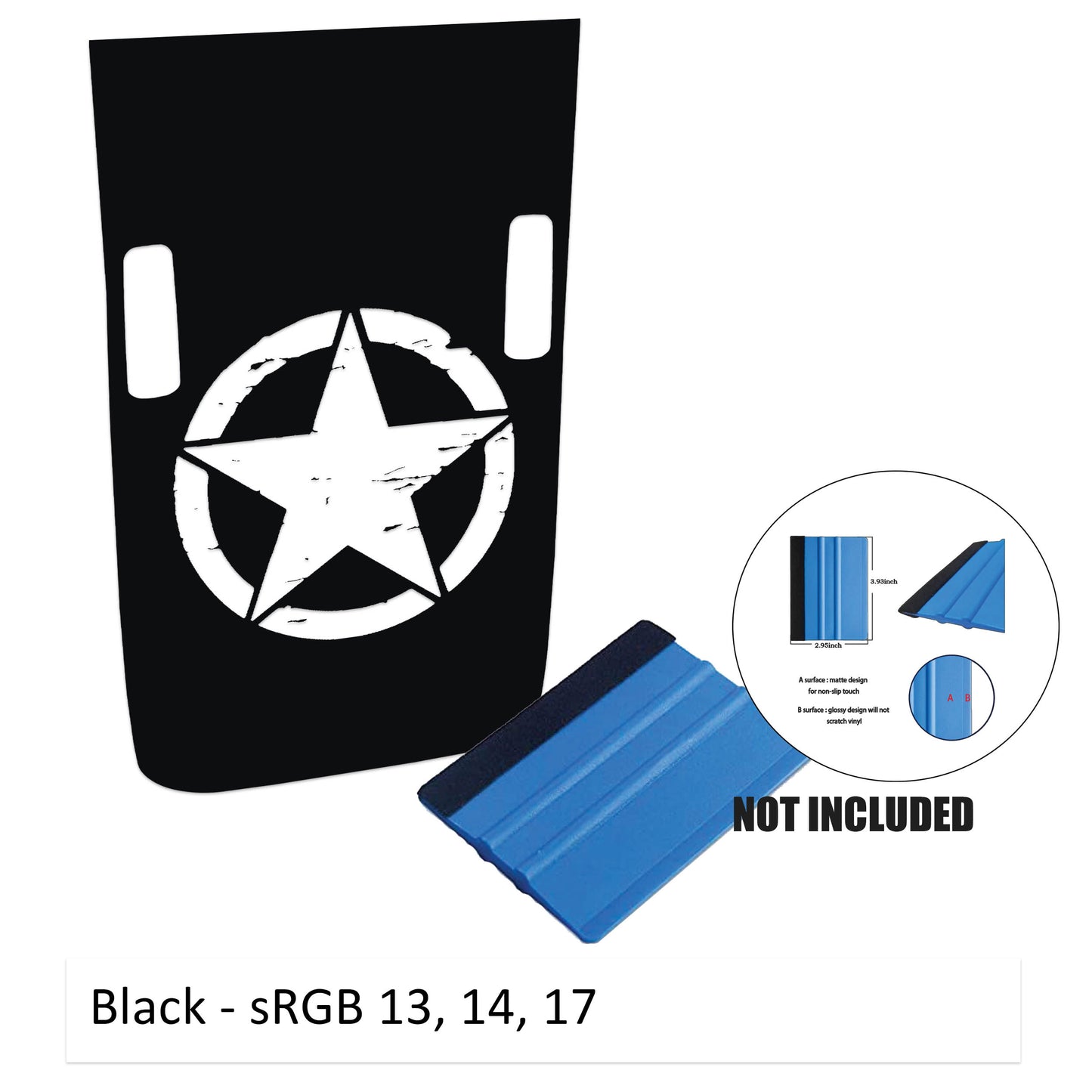 Distressed Alpha Romeo Military Star Power-Dome Blackout Hood Vinyl Decal Graphic - Fits 2018+ Jeep Wrangler JL and Gladiator JT Rubicon