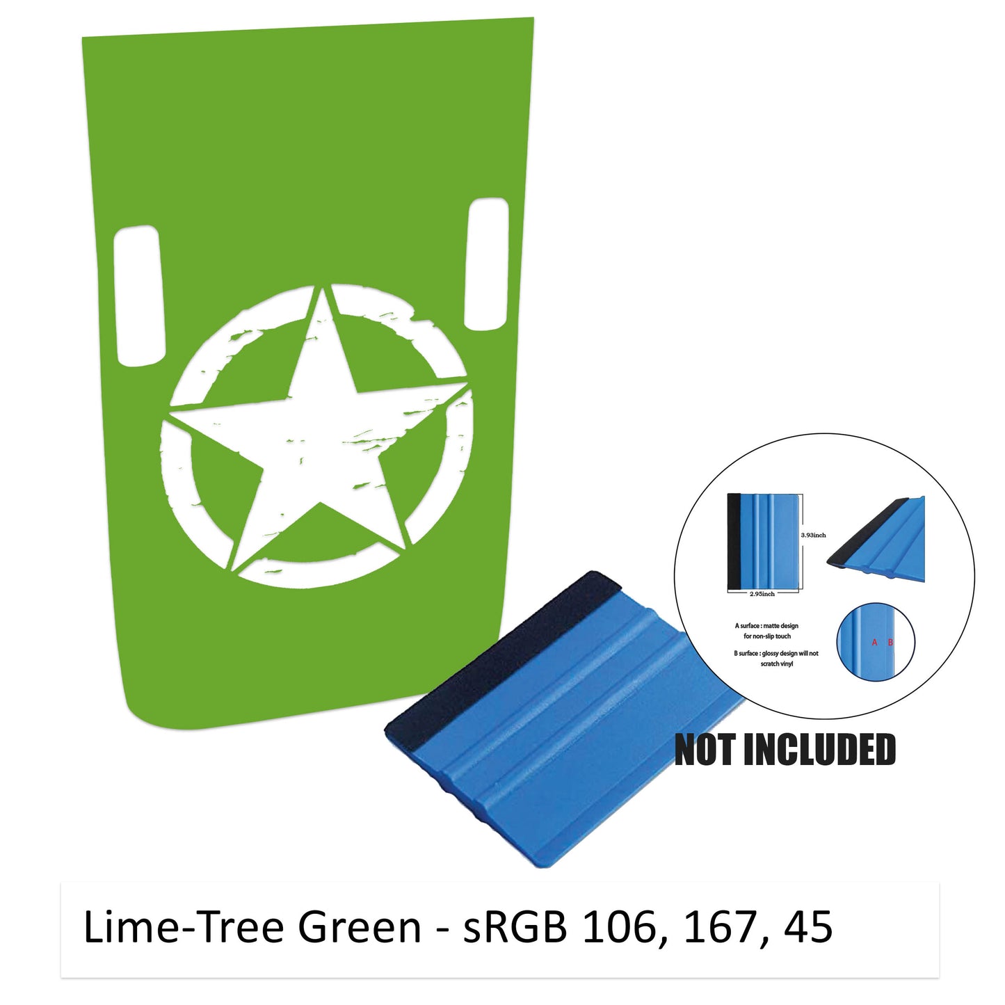 Distressed Alpha Romeo Military Star Power-Dome Blackout Hood Vinyl Decal Graphic - Fits 2018+ Jeep Wrangler JL and Gladiator JT Rubicon