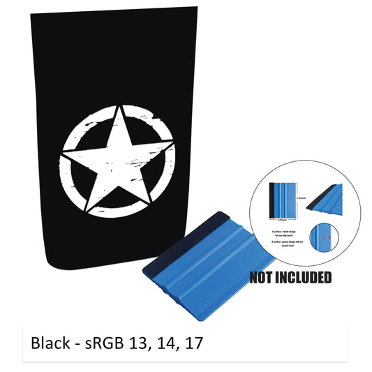 Distressed Alpha Romeo Military Star Power-Dome Blackout Hood Vinyl Decal Graphic - Fits 2018+ Jeep Wrangler JL and Gladiator JT Rubicon