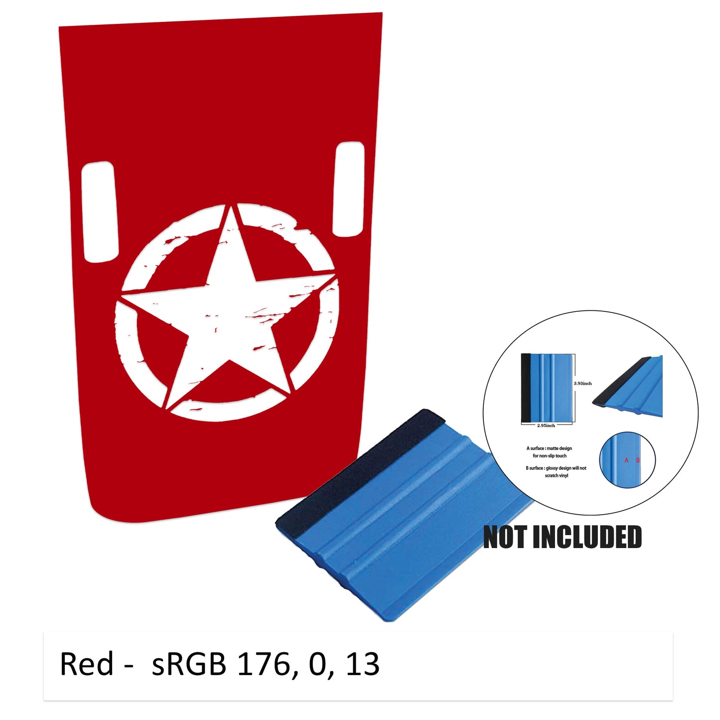 Distressed Alpha Romeo Military Star Power-Dome Blackout Hood Vinyl Decal Graphic - Fits 2018+ Jeep Wrangler JL and Gladiator JT Rubicon