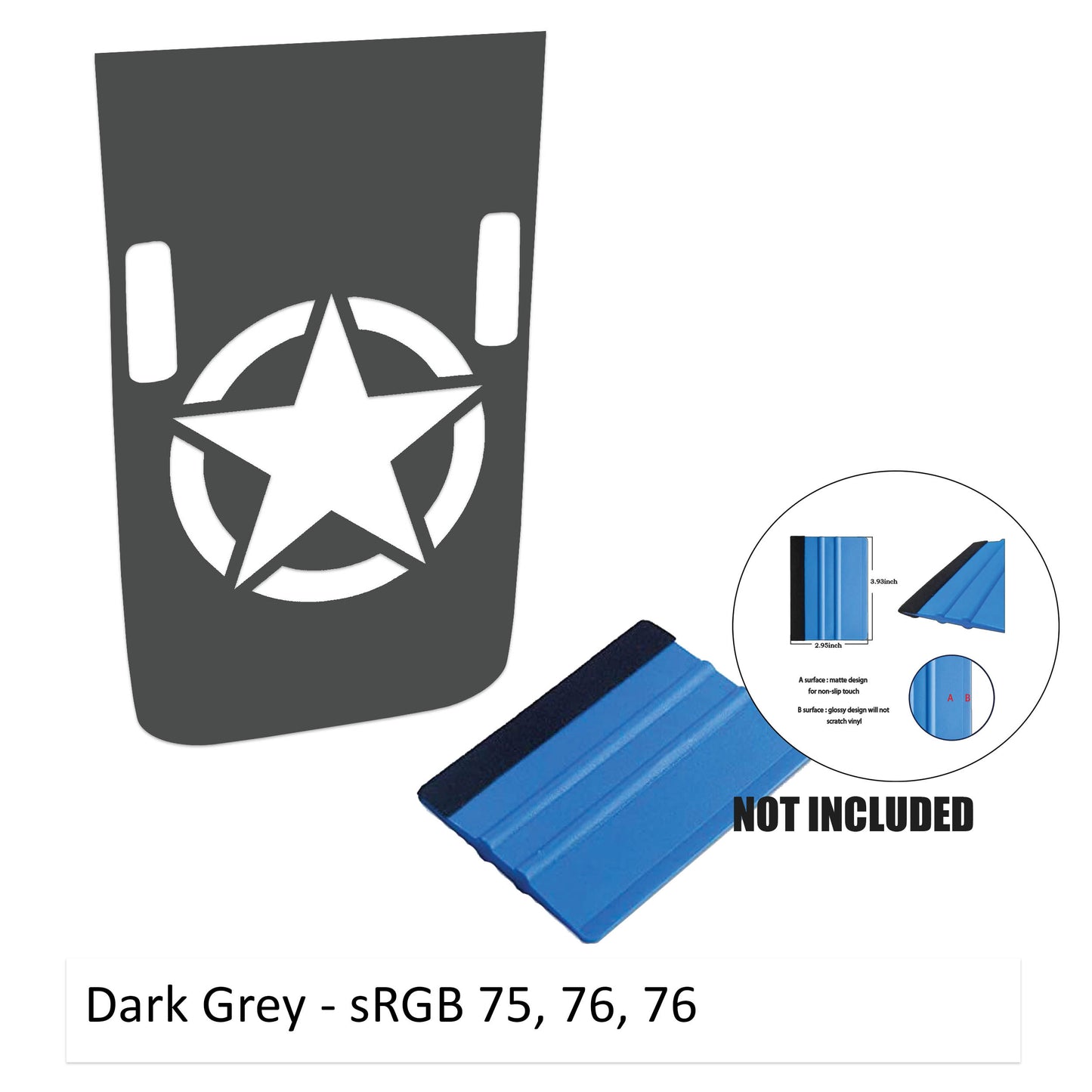 Alpha Romeo Military Star Blackout Hood Vinyl Decal Graphic - Fits 2018+ Jeep Wrangler& Gladiator Rubicon Hoods