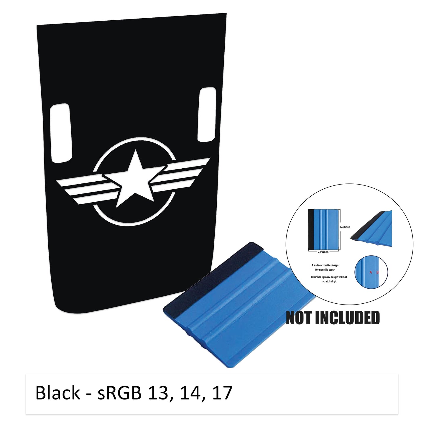 US Military Roundel Blackout Hood Vinyl Decal Graphic - Fits 2018+ Jeep Wrangler& Gladiator Rubicon Hoods