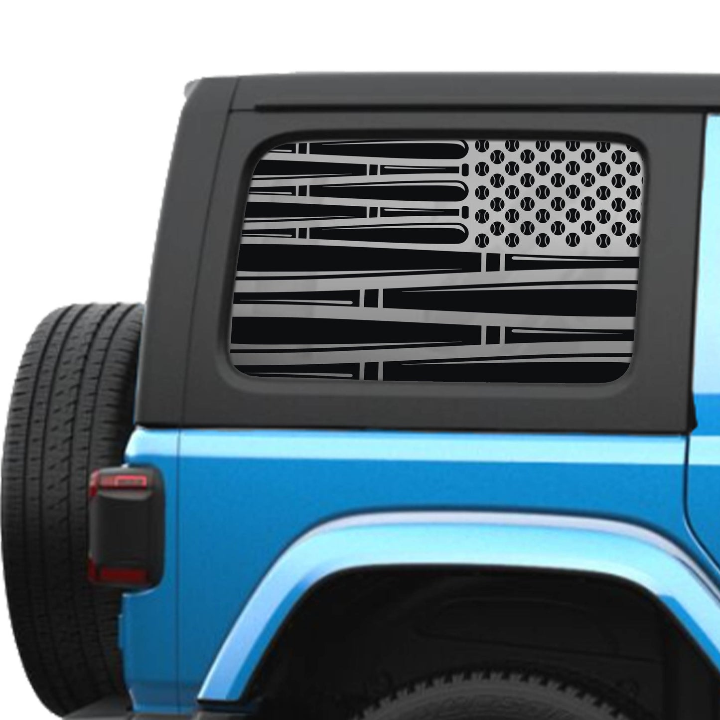 Baseball American Flag Hardtop Window Decal Set - Fits Jeep Wrangler JLU 2018+