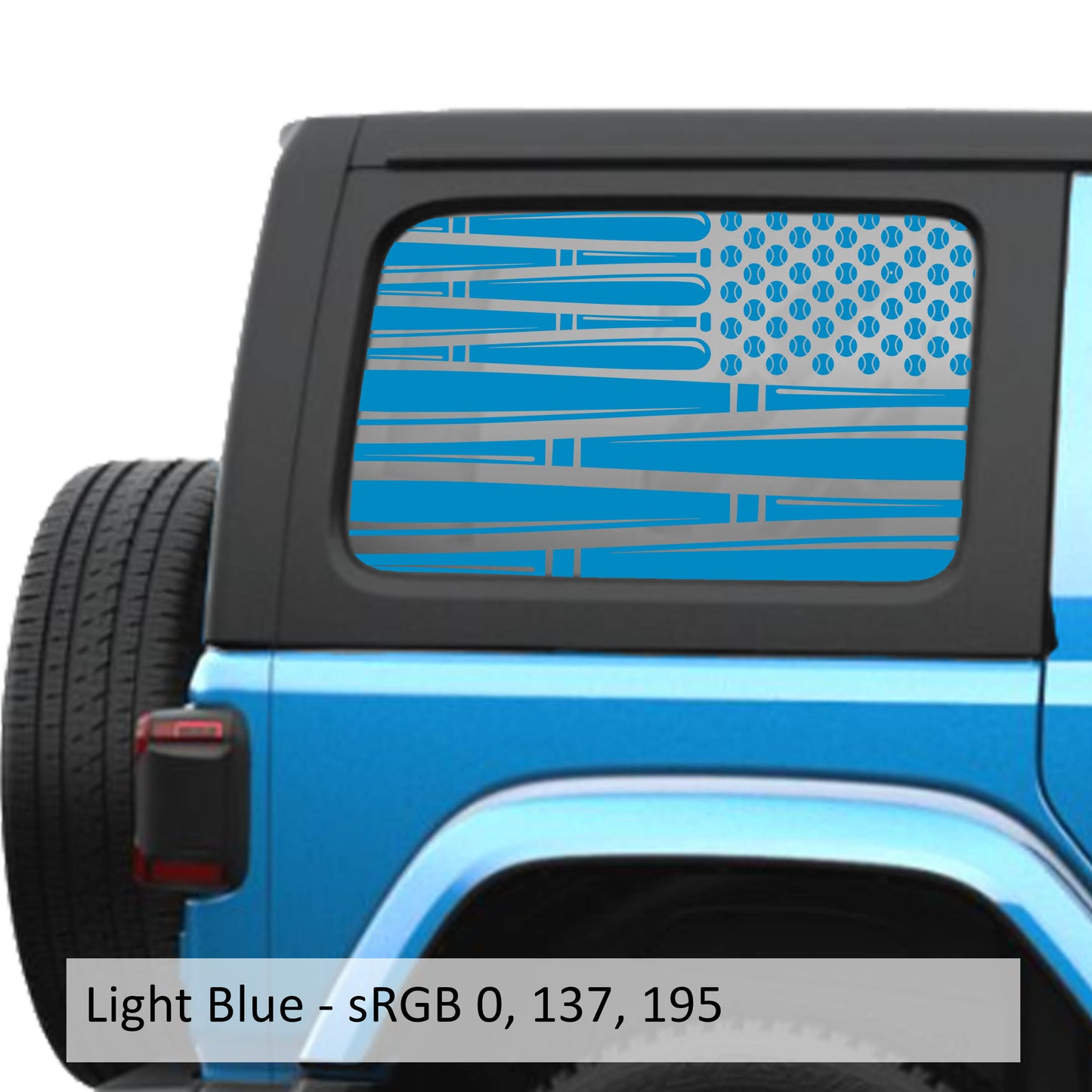 Baseball American Flag Hardtop Window Decal Set - Fits Jeep Wrangler JLU 2018+