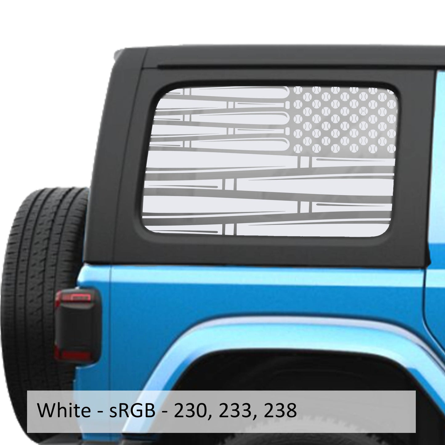 Baseball American Flag Hardtop Window Decal Set - Fits Jeep Wrangler JLU 2018+
