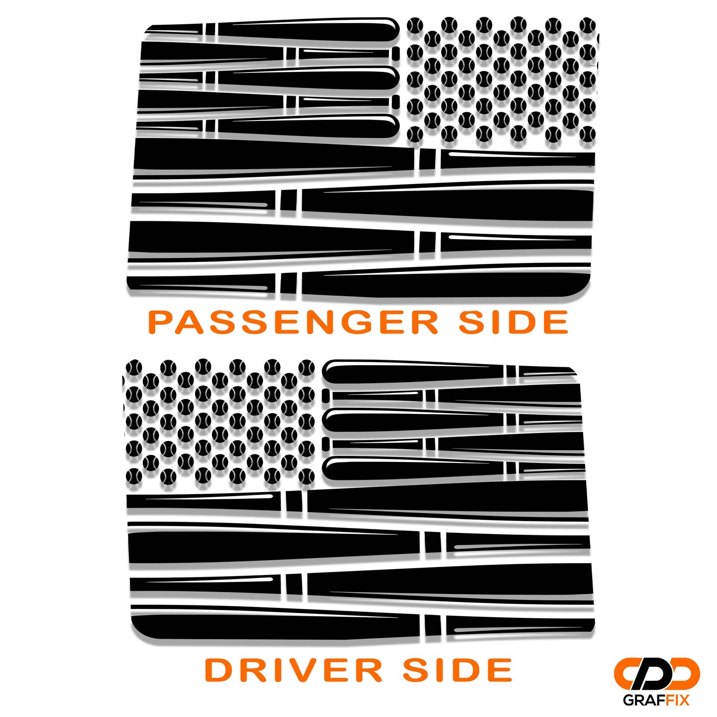 Baseball American Flag Hardtop Window Decal Set - Fits Jeep Wrangler JLU 2018+