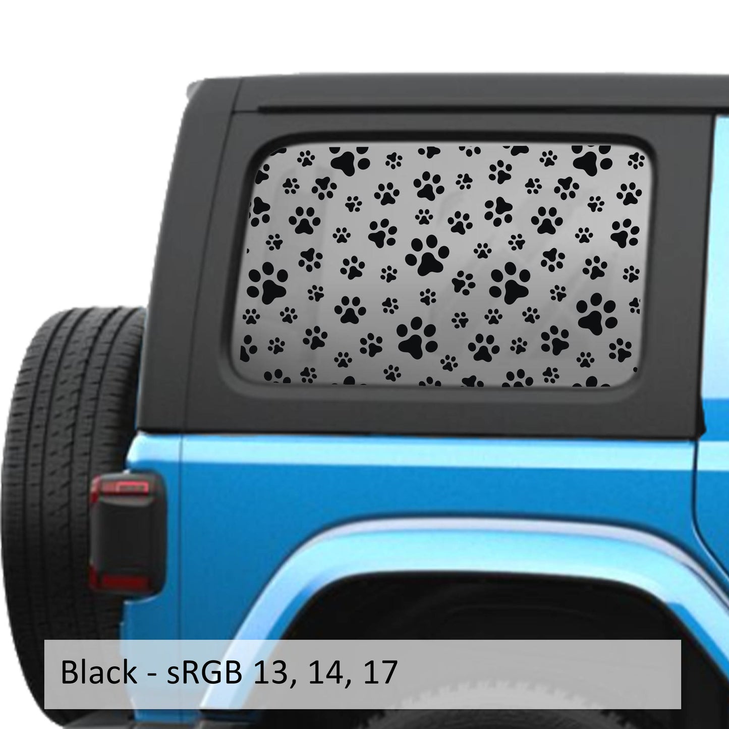 Dog Paw Print JLU Hardtop Window Decal Set - Fits Jeep Wrangler JLU 2018+