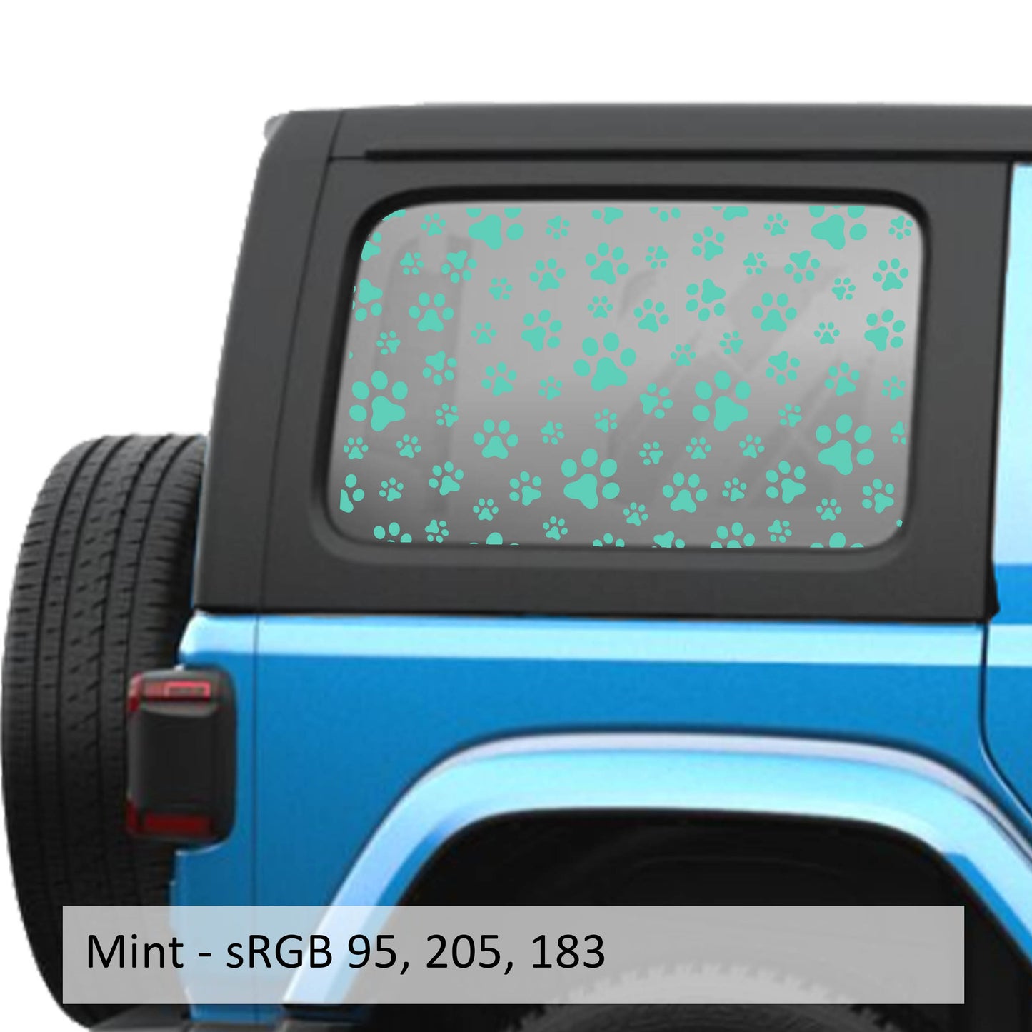 Dog Paw Print JLU Hardtop Window Decal Set - Fits Jeep Wrangler JLU 2018+