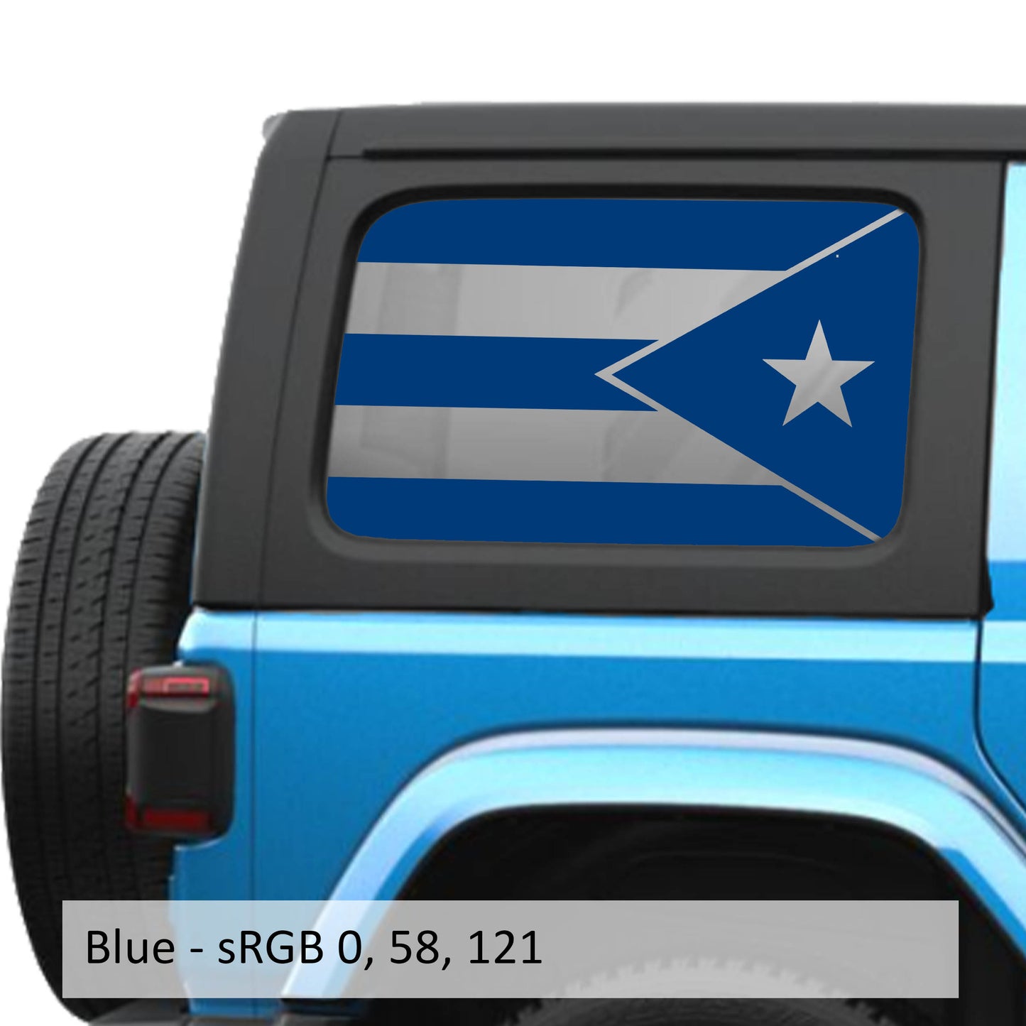 Puerto Rico Flag JLU Hardtop Window Decal Set - Fits Jeep Wrangler JLU 2018+