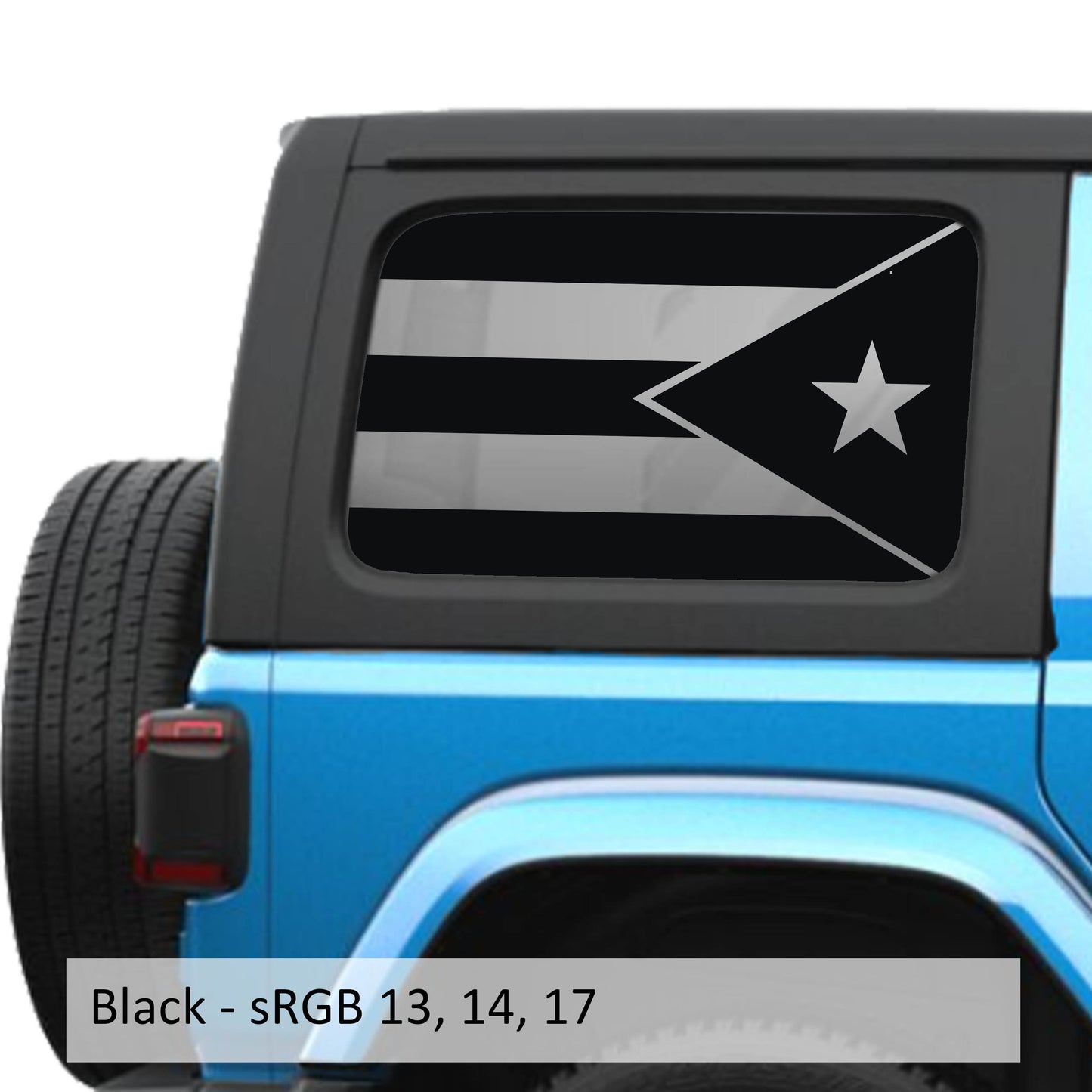 Puerto Rico Flag JLU Hardtop Window Decal Set - Fits Jeep Wrangler JLU 2018+