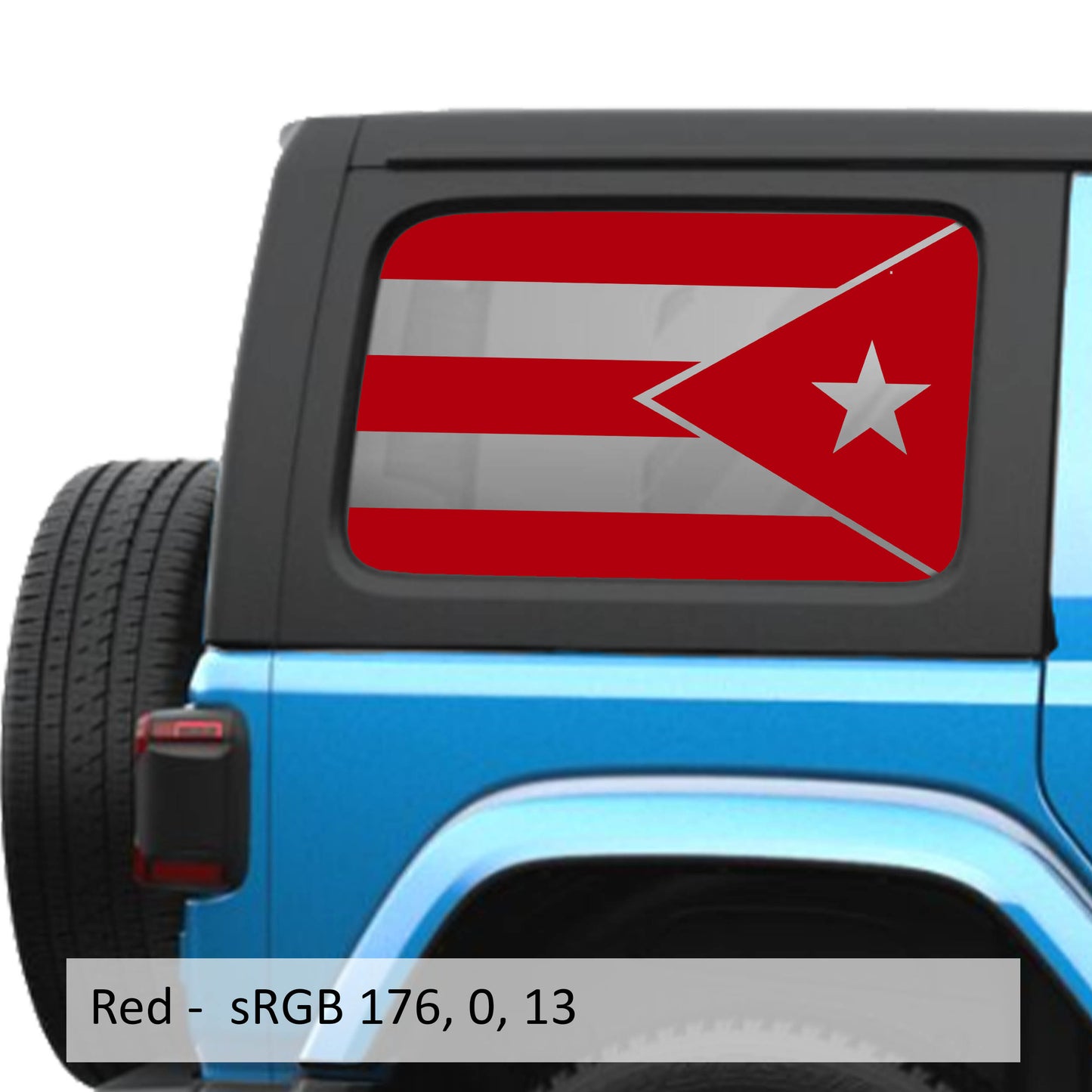 Puerto Rico Flag JLU Hardtop Window Decal Set - Fits Jeep Wrangler JLU 2018+