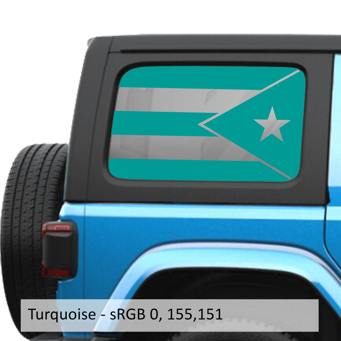 Puerto Rico Flag JLU Hardtop Window Decal Set - Fits Jeep Wrangler JLU 2018+