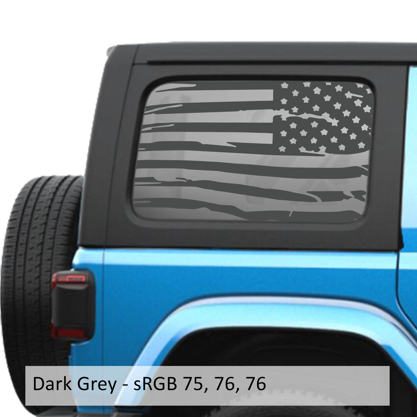 Tattered American Flag JLU Hardtop Window Decal Set - Fits Jeep Wrangler JLU 2018+