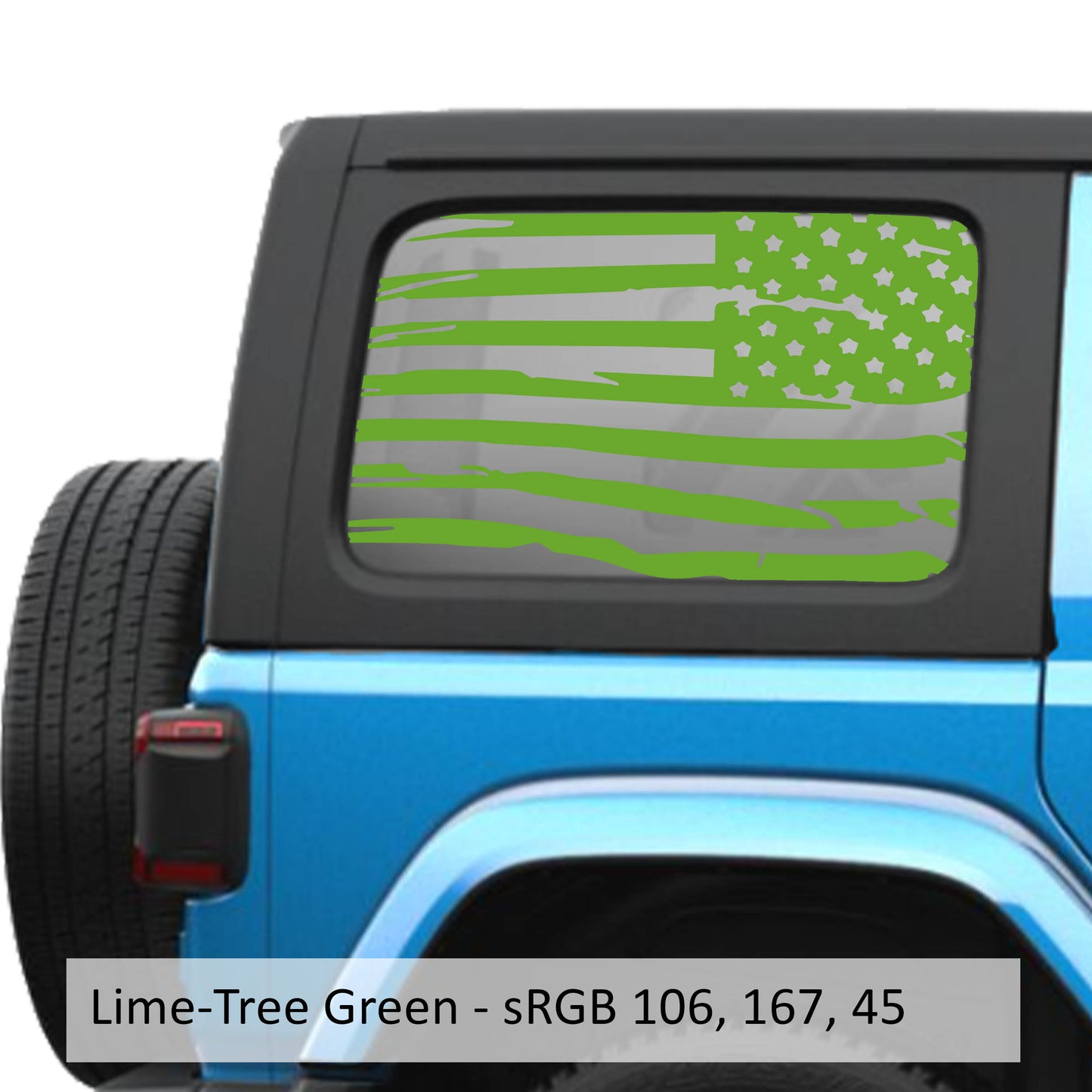 Tattered American Flag JLU Hardtop Window Decal Set - Fits Jeep Wrangler JLU 2018+
