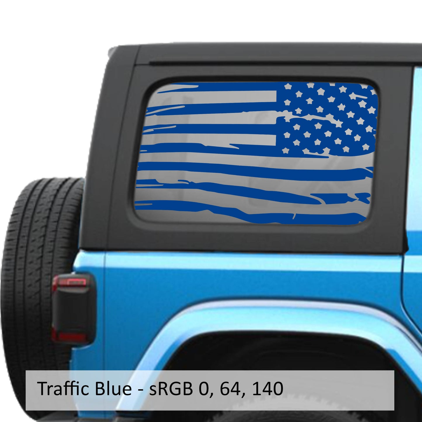 Tattered American Flag JLU Hardtop Window Decal Set - Fits Jeep Wrangler JLU 2018+