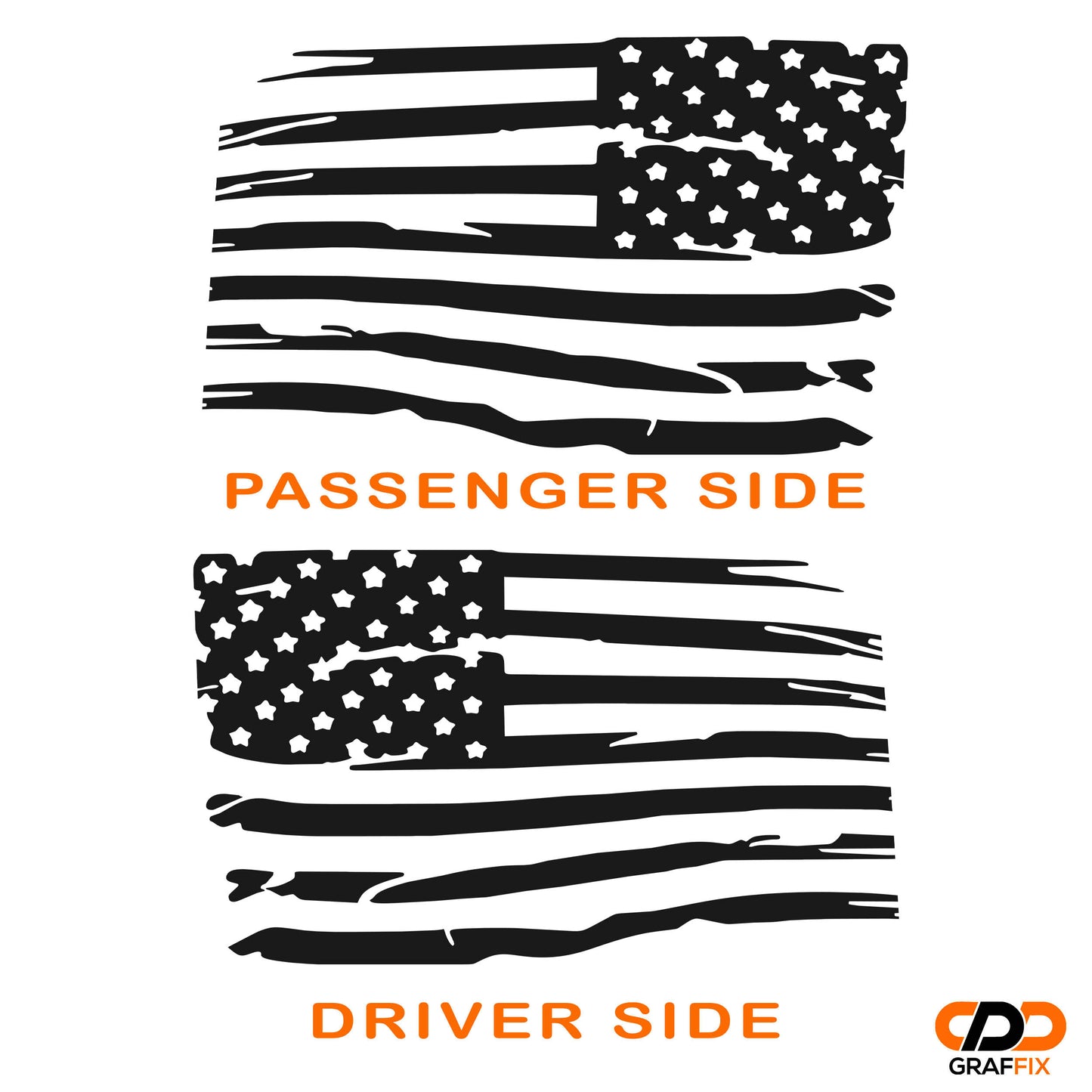 Tattered American Flag JLU Hardtop Window Decal Set - Fits Jeep Wrangler JLU 2018+