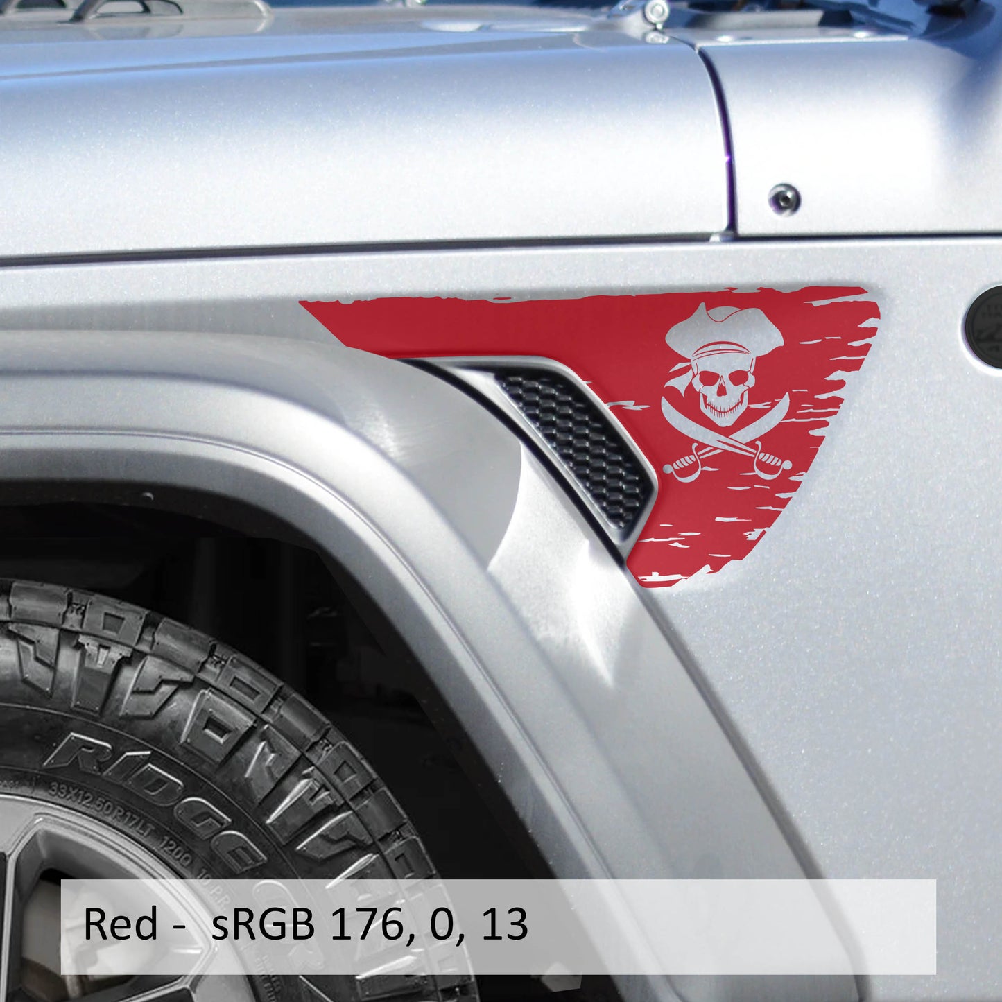 Jolly Roger Pirate Flag Fender Vent Vinyl Decal - Fits Jeep Wrangler JL/Jeep Gladiator JT 2018+