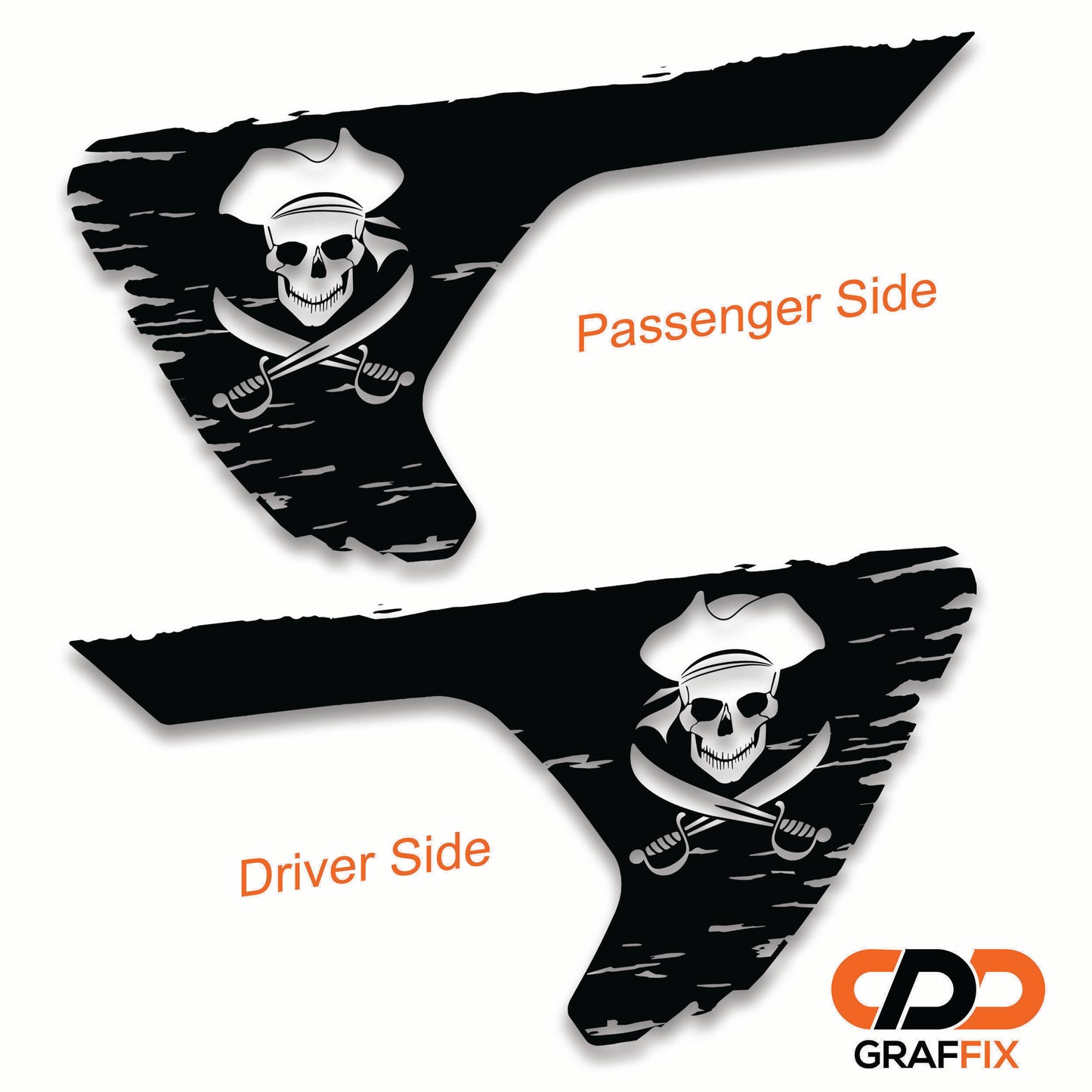Jolly Roger Pirate Flag Fender Vent Vinyl Decal - Fits Jeep Wrangler JL/Jeep Gladiator JT 2018+