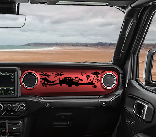 JT Gladiator Dashboard Beach Scene Vinyl Decal
