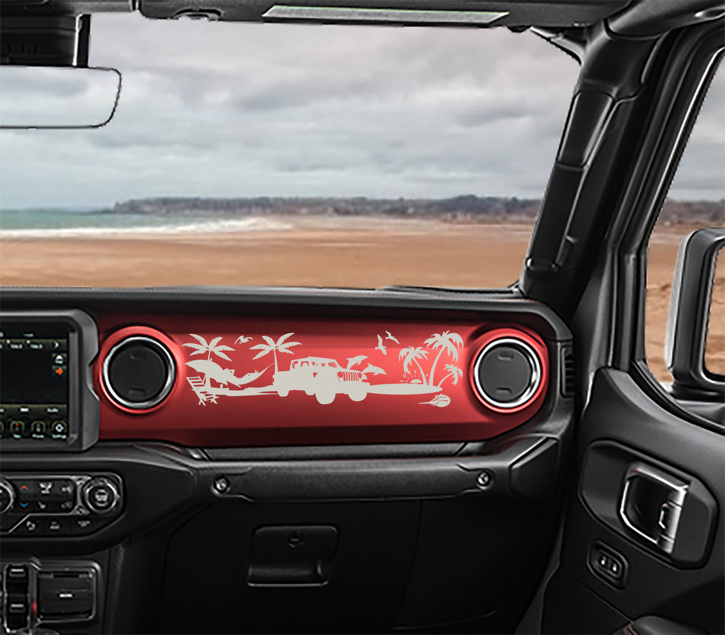 JT Gladiator Dashboard Beach Scene Vinyl Decal