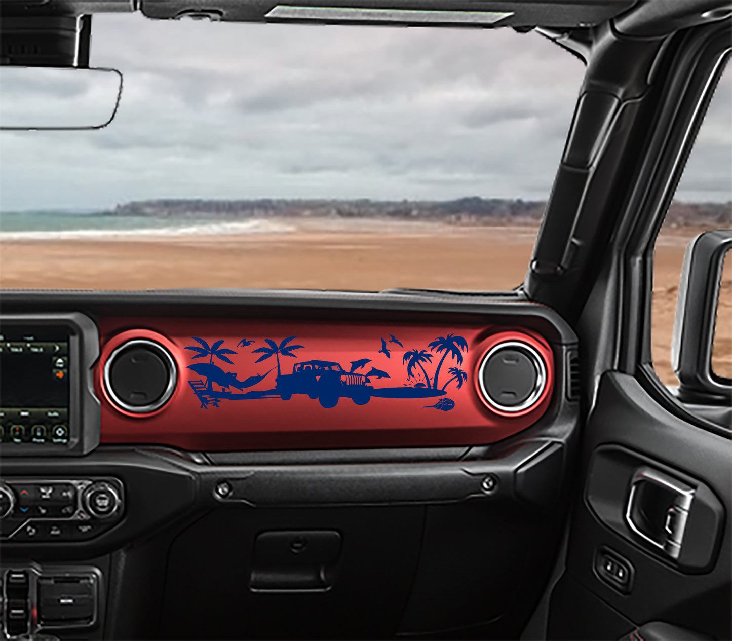 JT Gladiator Dashboard Beach Scene Vinyl Decal