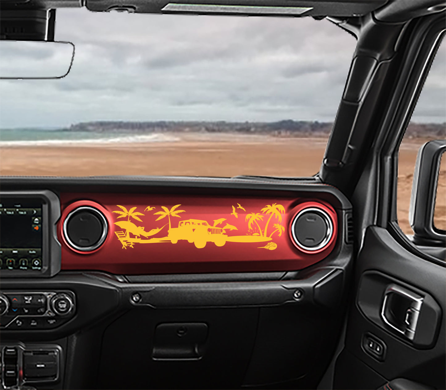 JT Gladiator Dashboard Beach Scene Vinyl Decal