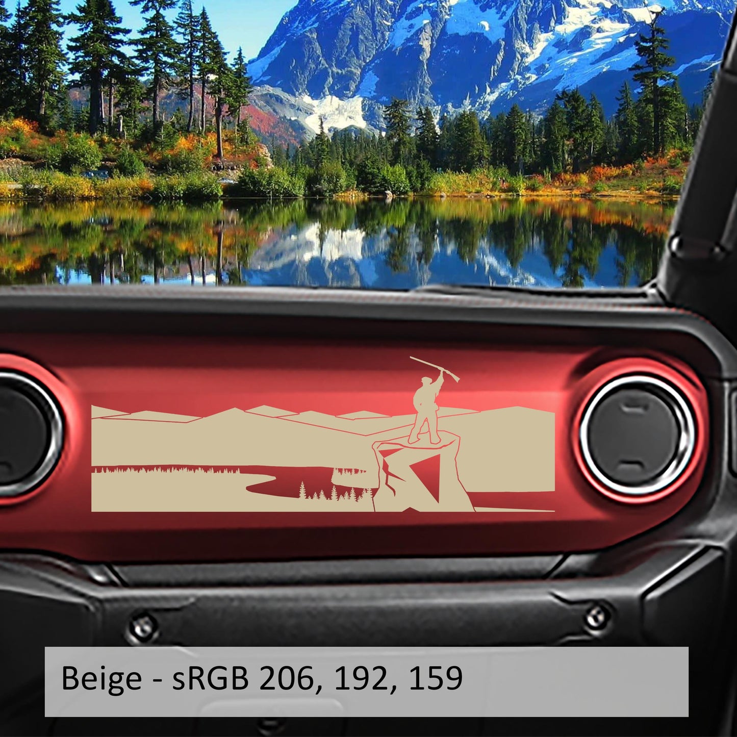 Mountaineer Overlooking River Dashboard Vinyl Decal - Fits 2018+ Jeep Wrangler JL/Jeep Gladiator JT